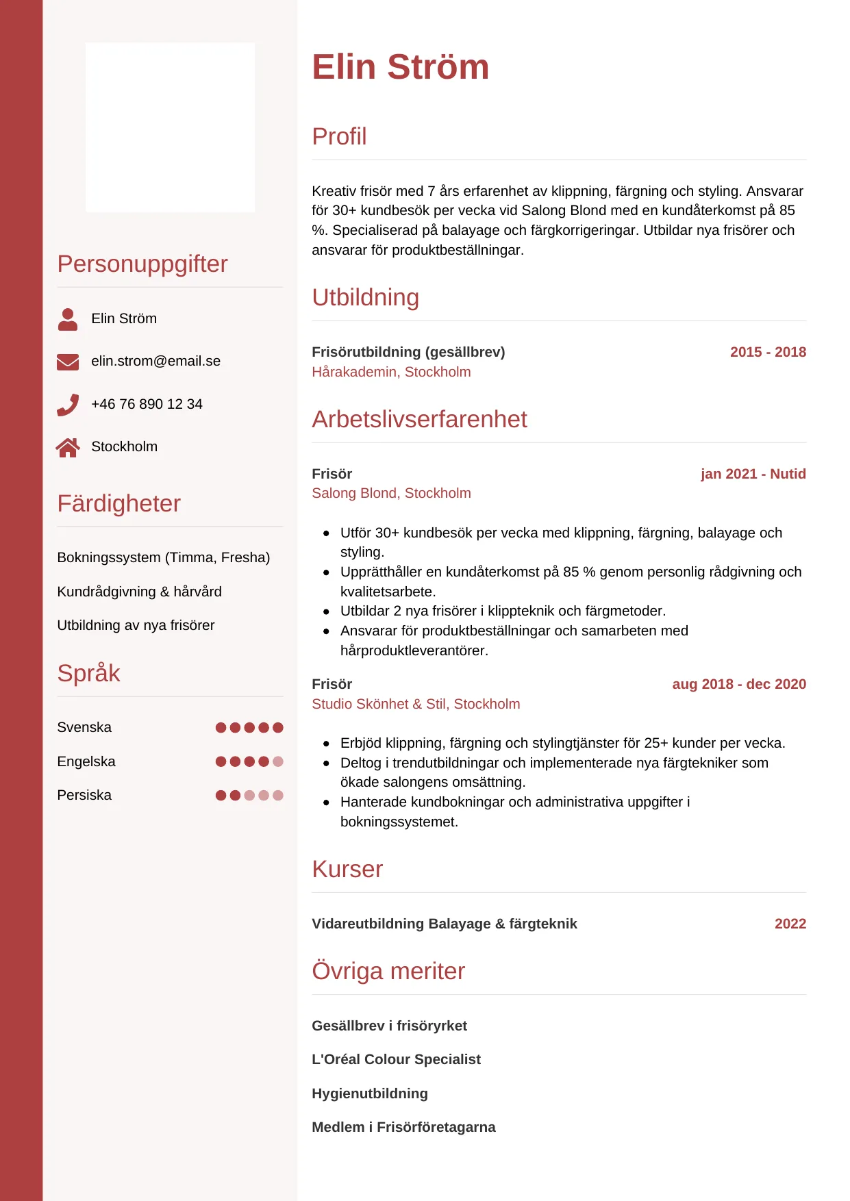 CV-mall Vertikal — gratis CV-mall för din ansökan