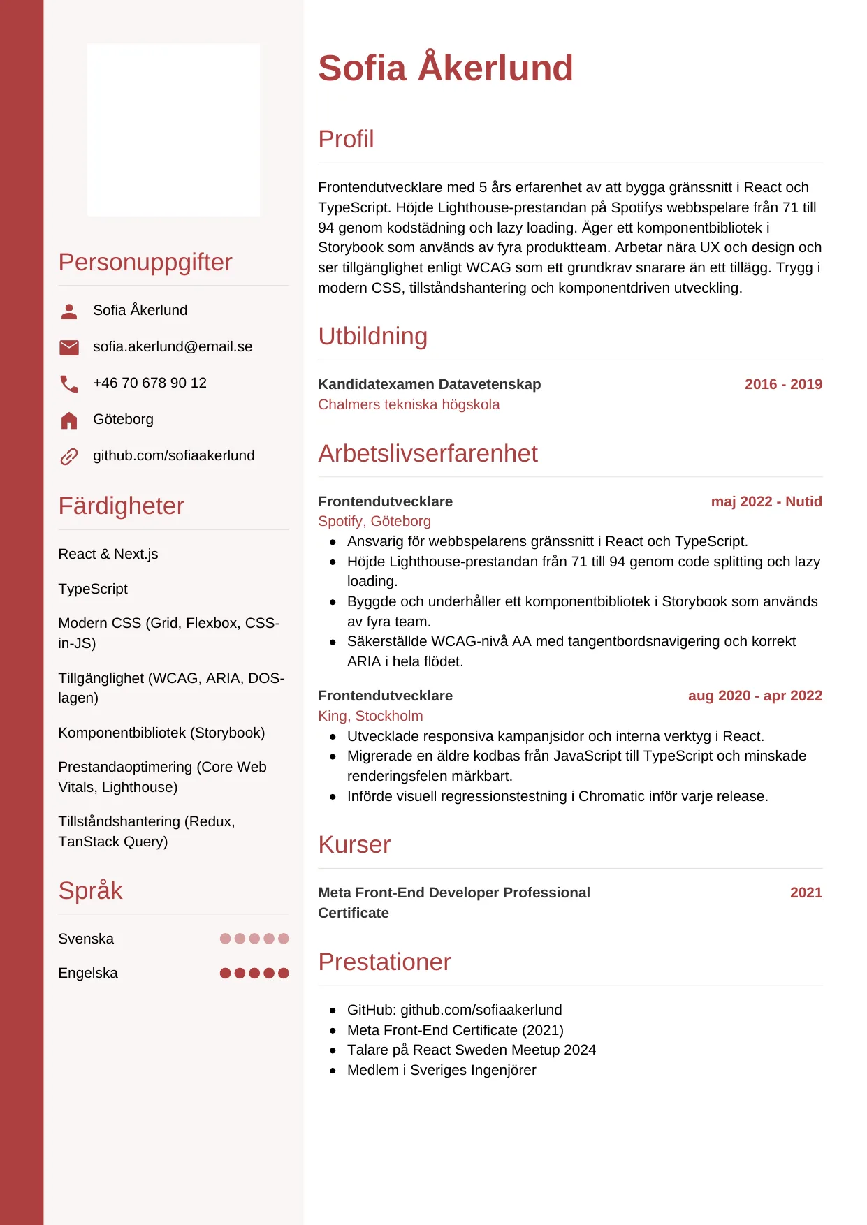 CV-mall Vertikal — gratis CV-mall för din ansökan