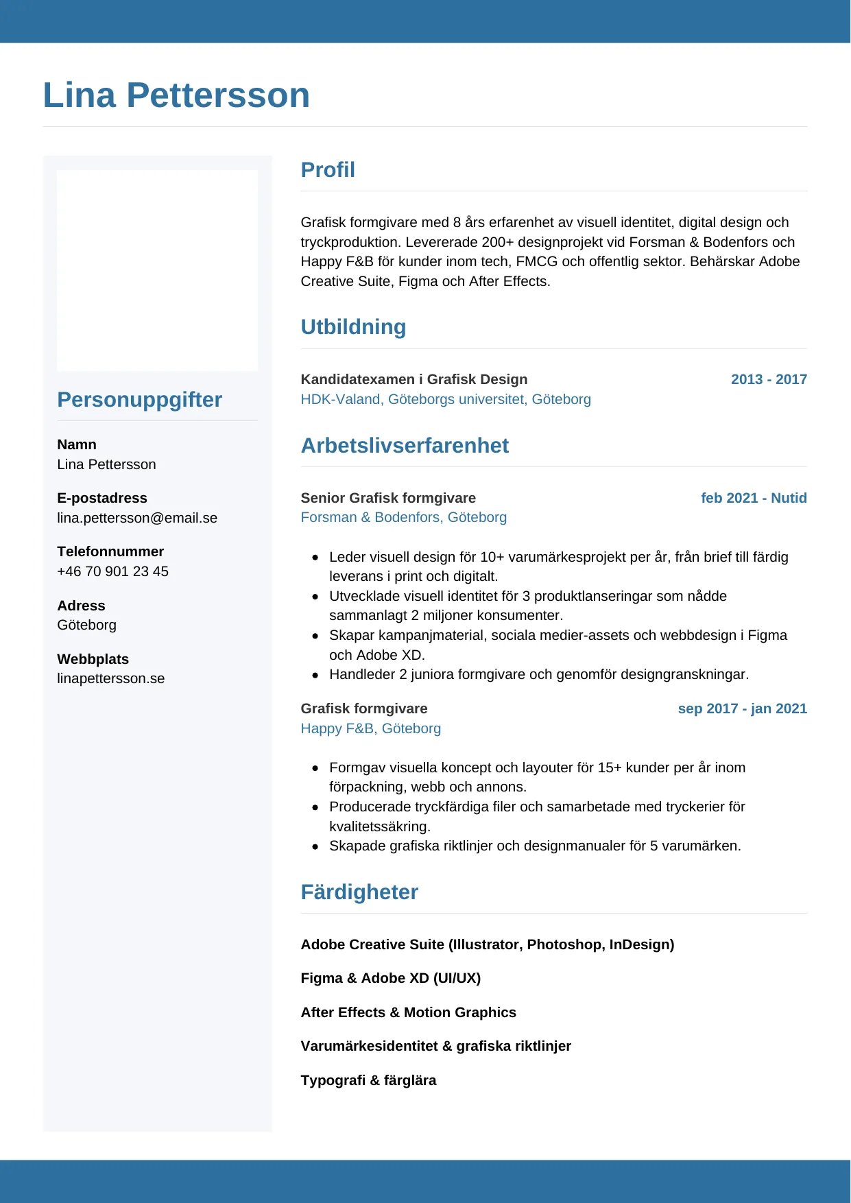 CV-mall Horisontell — gratis CV-mall för din ansökan