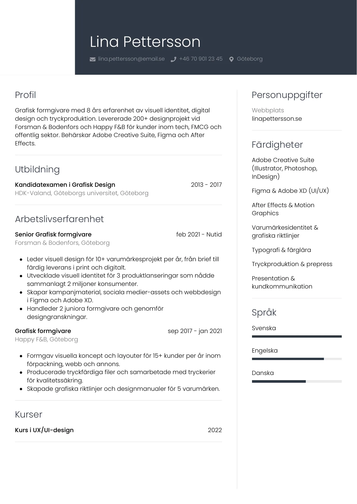 CV-mall Professionell — gratis CV-mall för din ansökan
