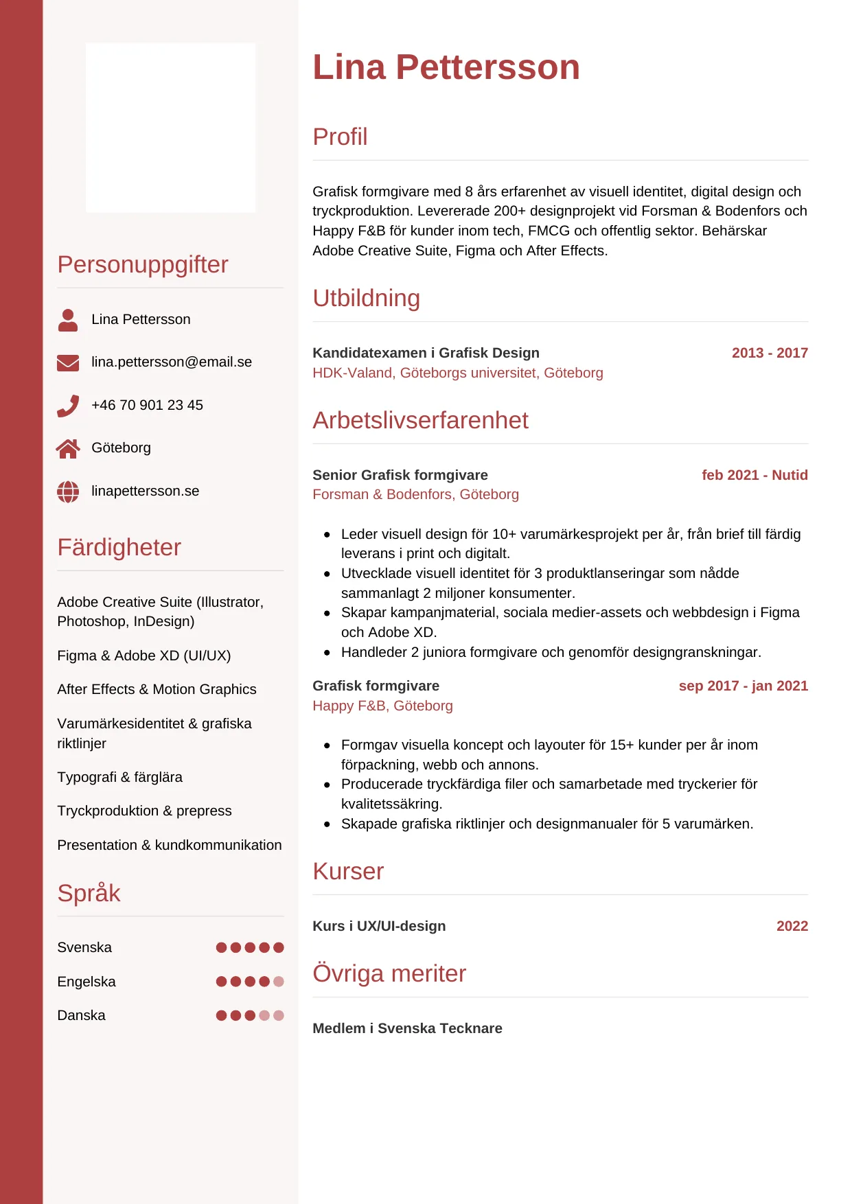 CV-mall Vertikal — gratis CV-mall för din ansökan