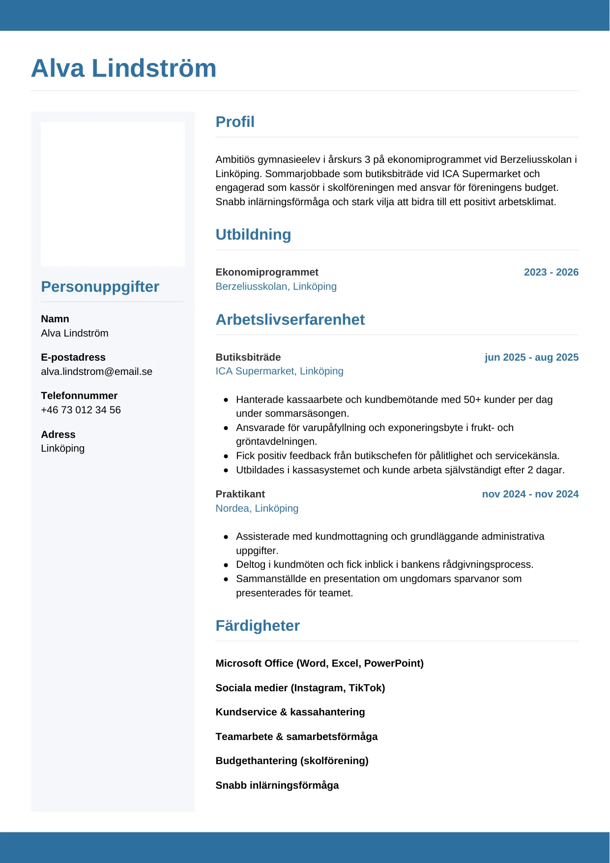 CV-mall Horisontell — gratis CV-mall för din ansökan