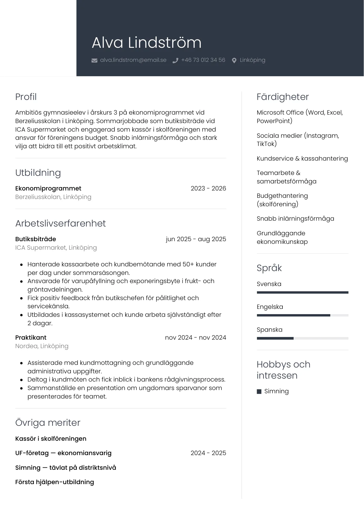 CV-mall Professionell — gratis CV-mall för din ansökan