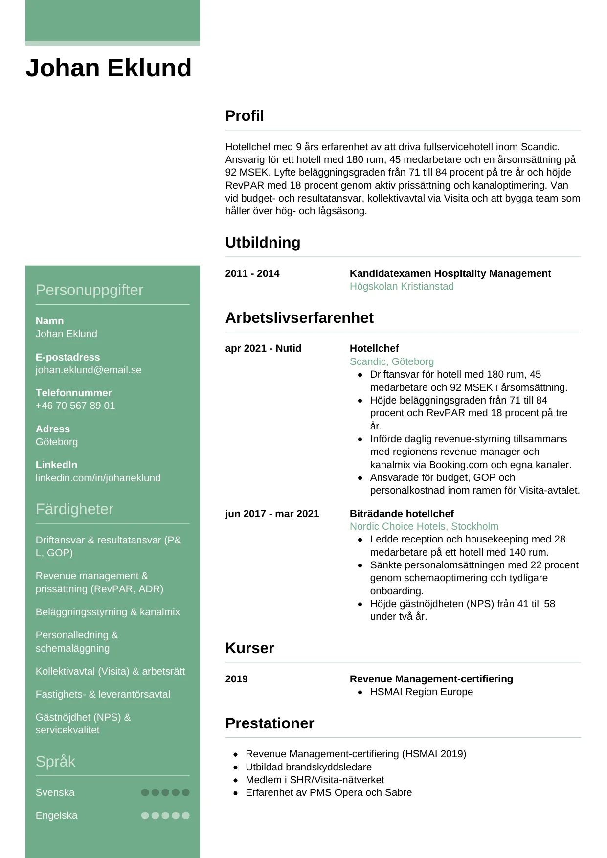 CV-mall Casual — gratis CV-mall för din ansökan