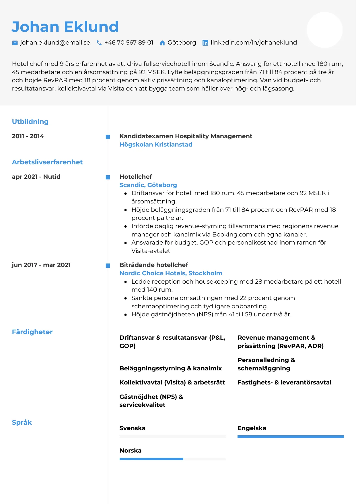 CV-mall Chrono — gratis CV-mall för din ansökan