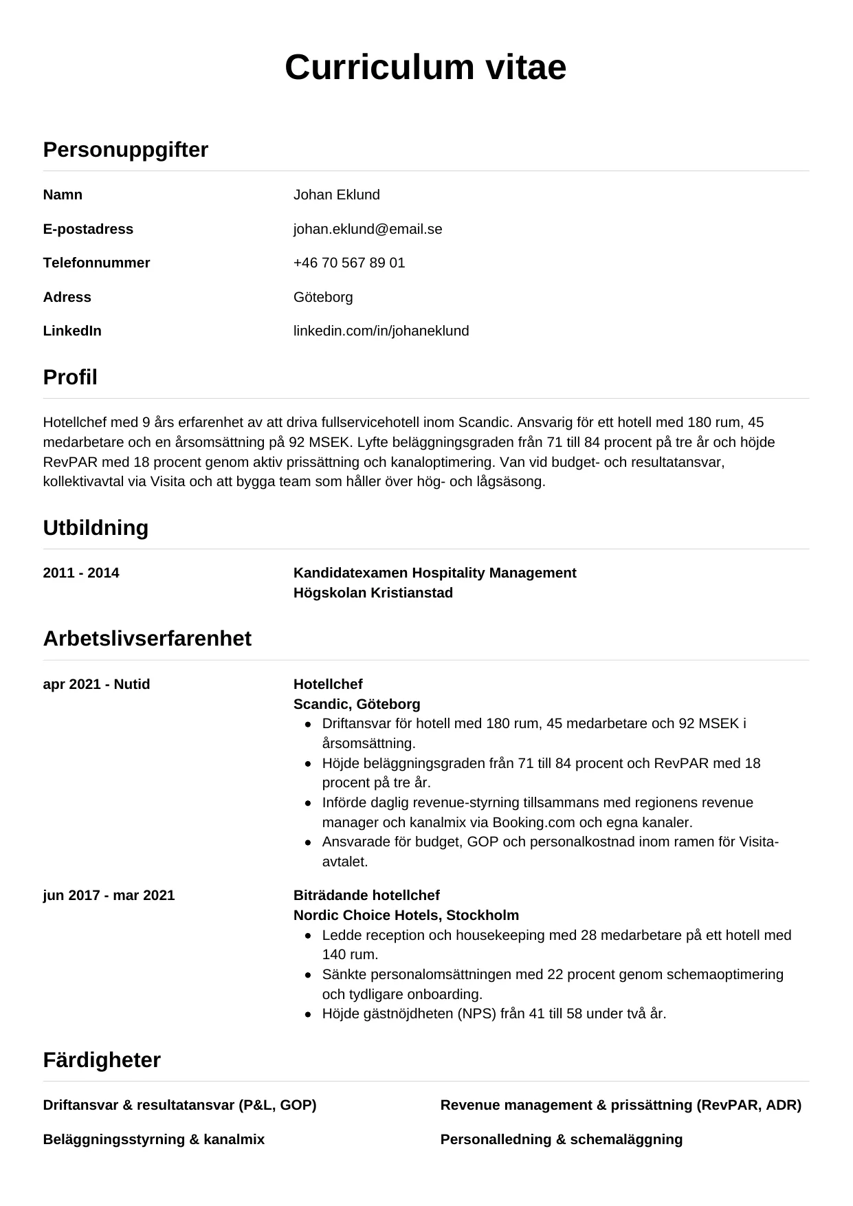 CV-mall Enkel — gratis CV-mall för din ansökan