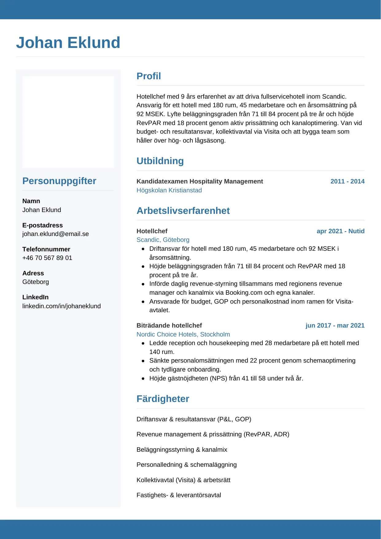 CV-mall Horisontell — gratis CV-mall för din ansökan