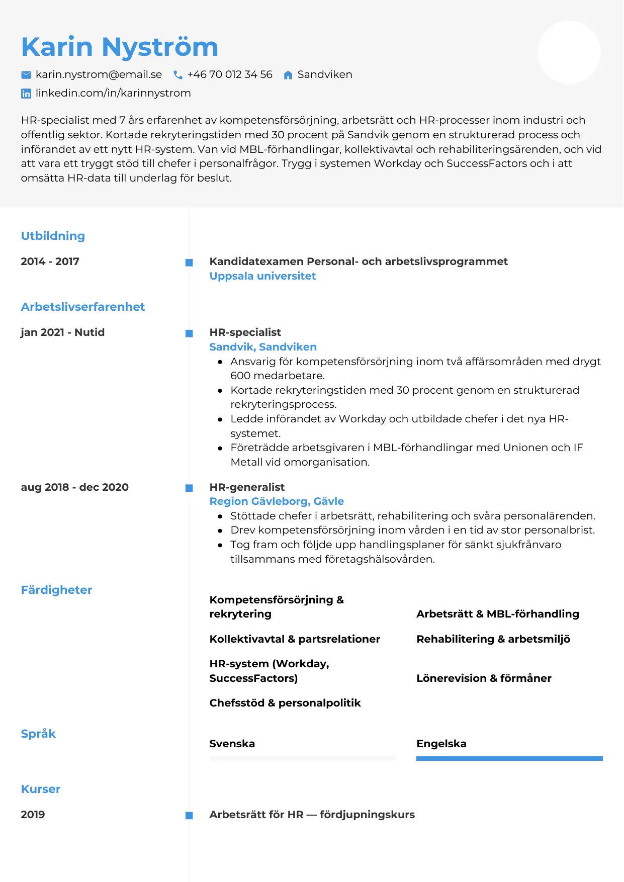 CV-mall Chrono — gratis CV-mall för din ansökan