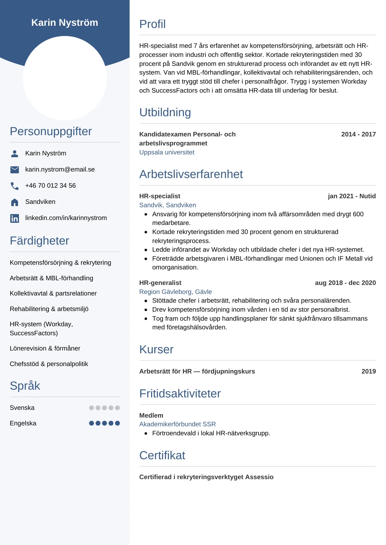 CV-mall Cirkulär — gratis CV-mall för din ansökan