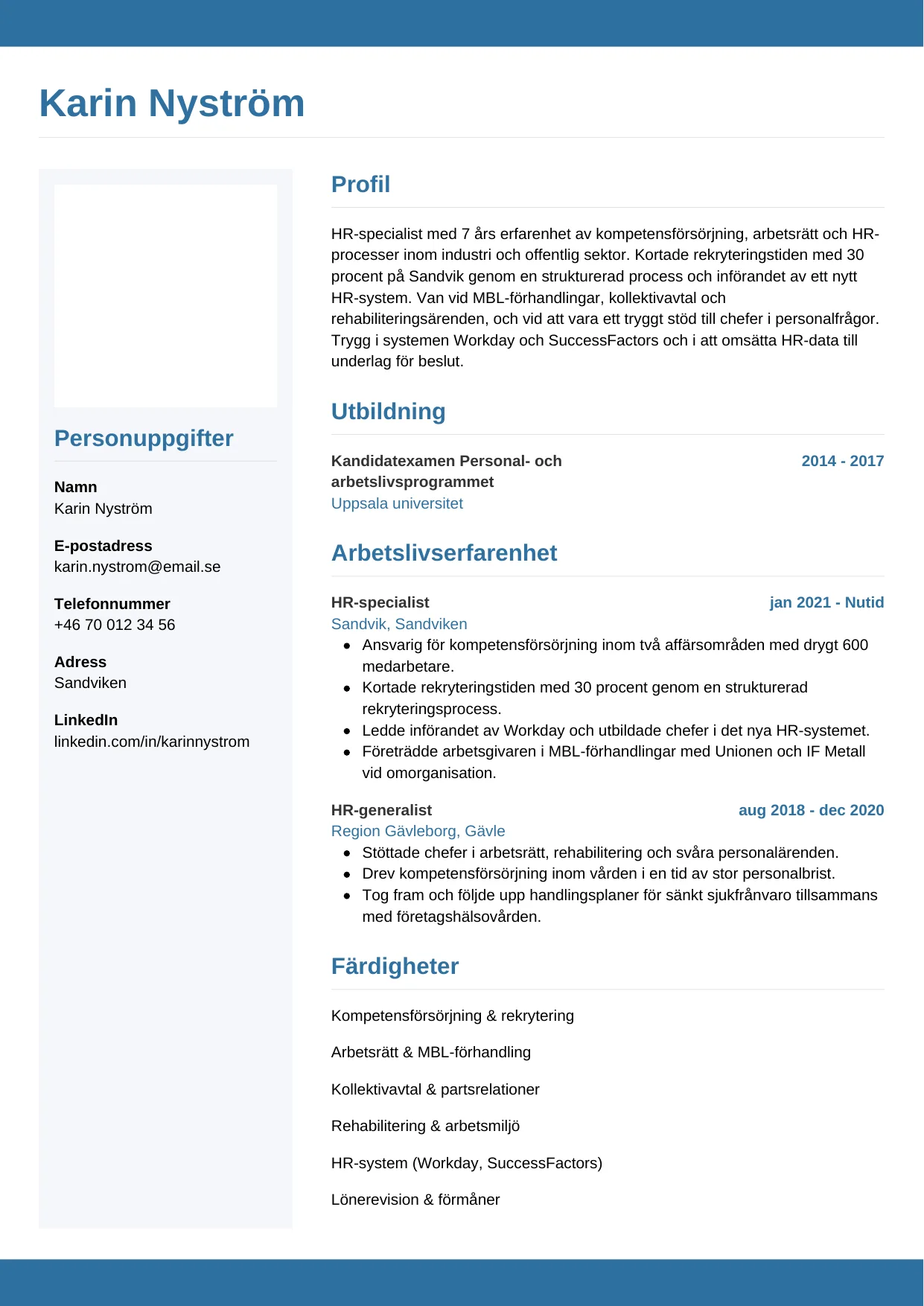 CV-mall Horisontell — gratis CV-mall för din ansökan
