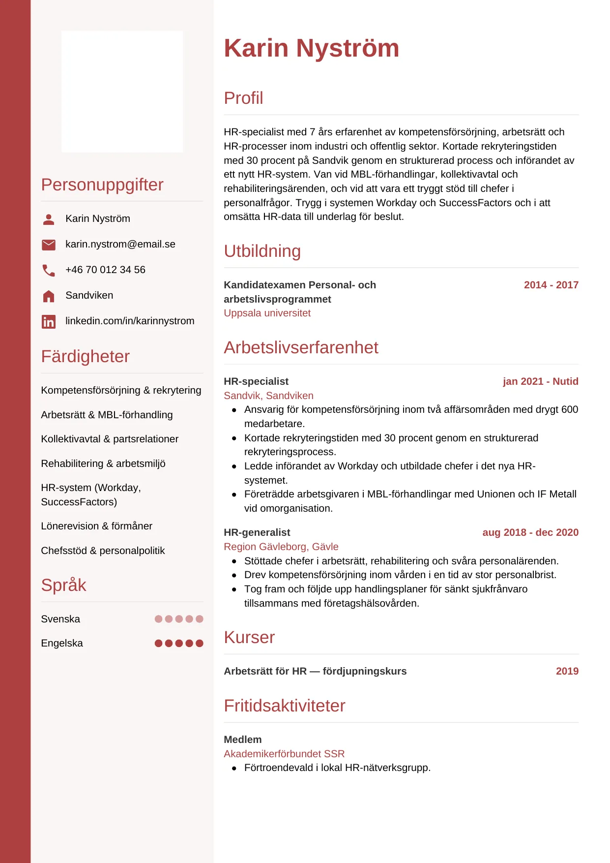 CV-mall Vertikal — gratis CV-mall för din ansökan
