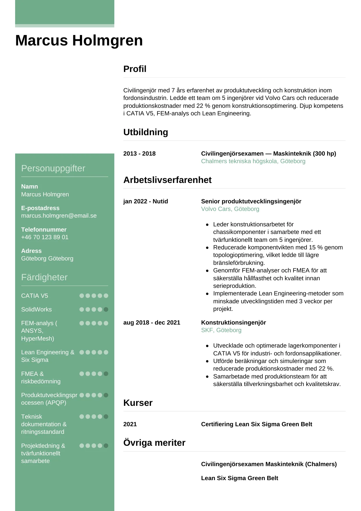 CV-mall Casual — gratis CV-mall för din ansökan
