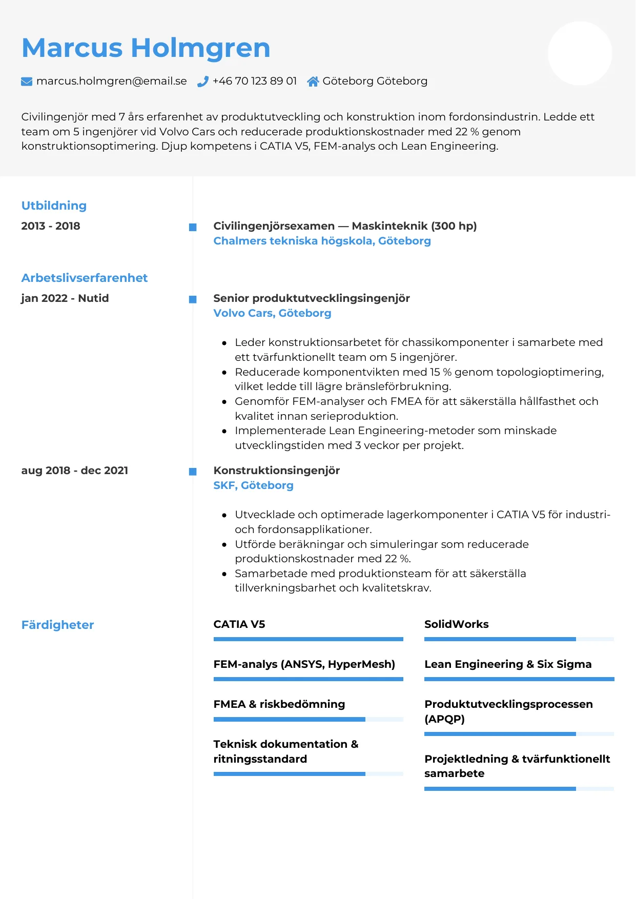 CV-mall Chrono — gratis CV-mall för din ansökan