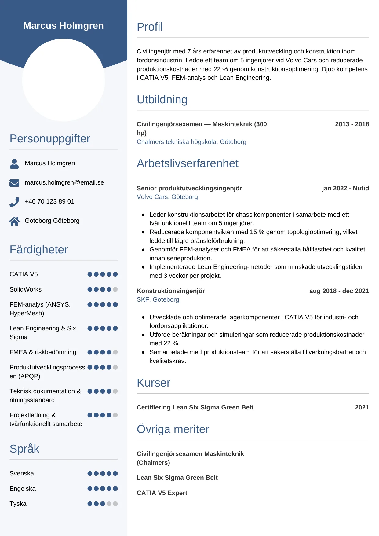 CV-mall Cirkulär — gratis CV-mall för din ansökan