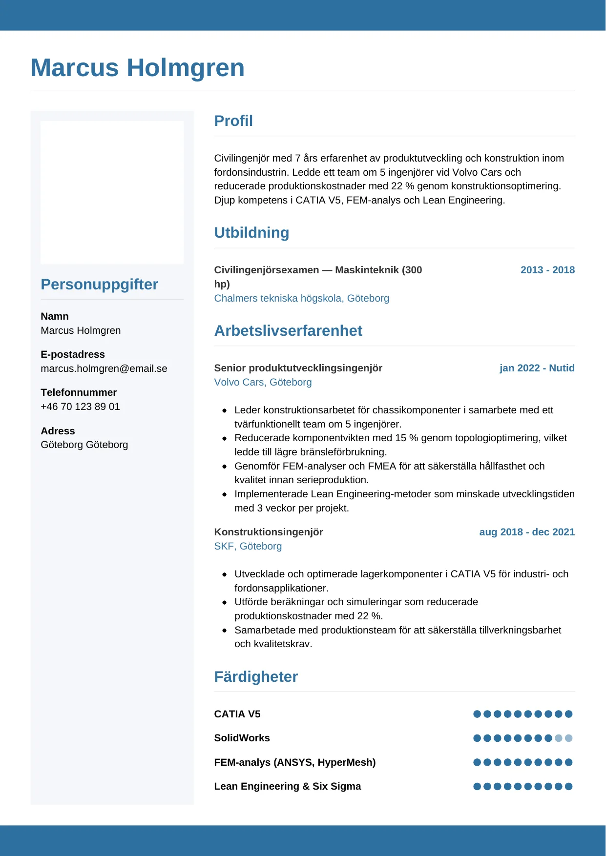 CV-mall Horisontell — gratis CV-mall för din ansökan
