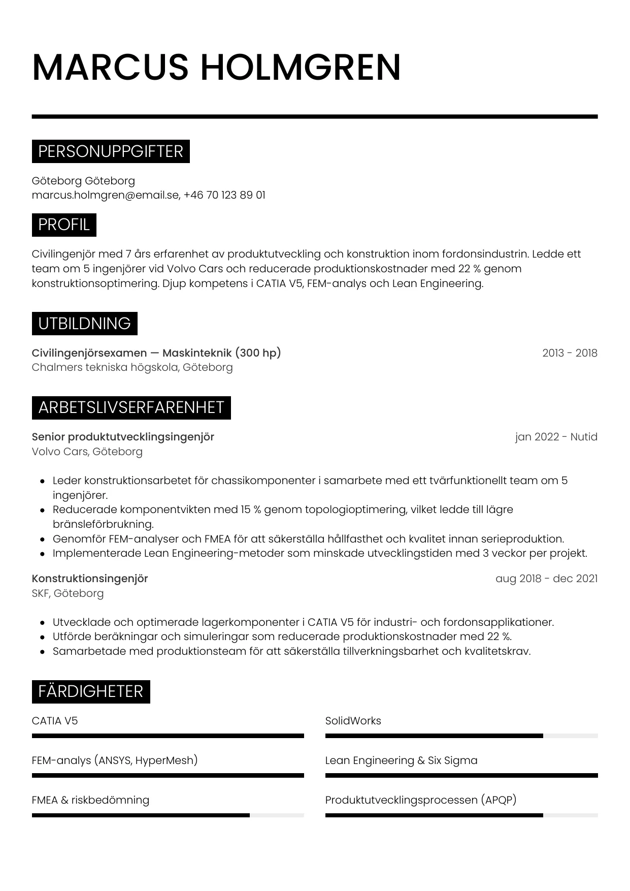 CV-mall Metro — gratis CV-mall för din ansökan