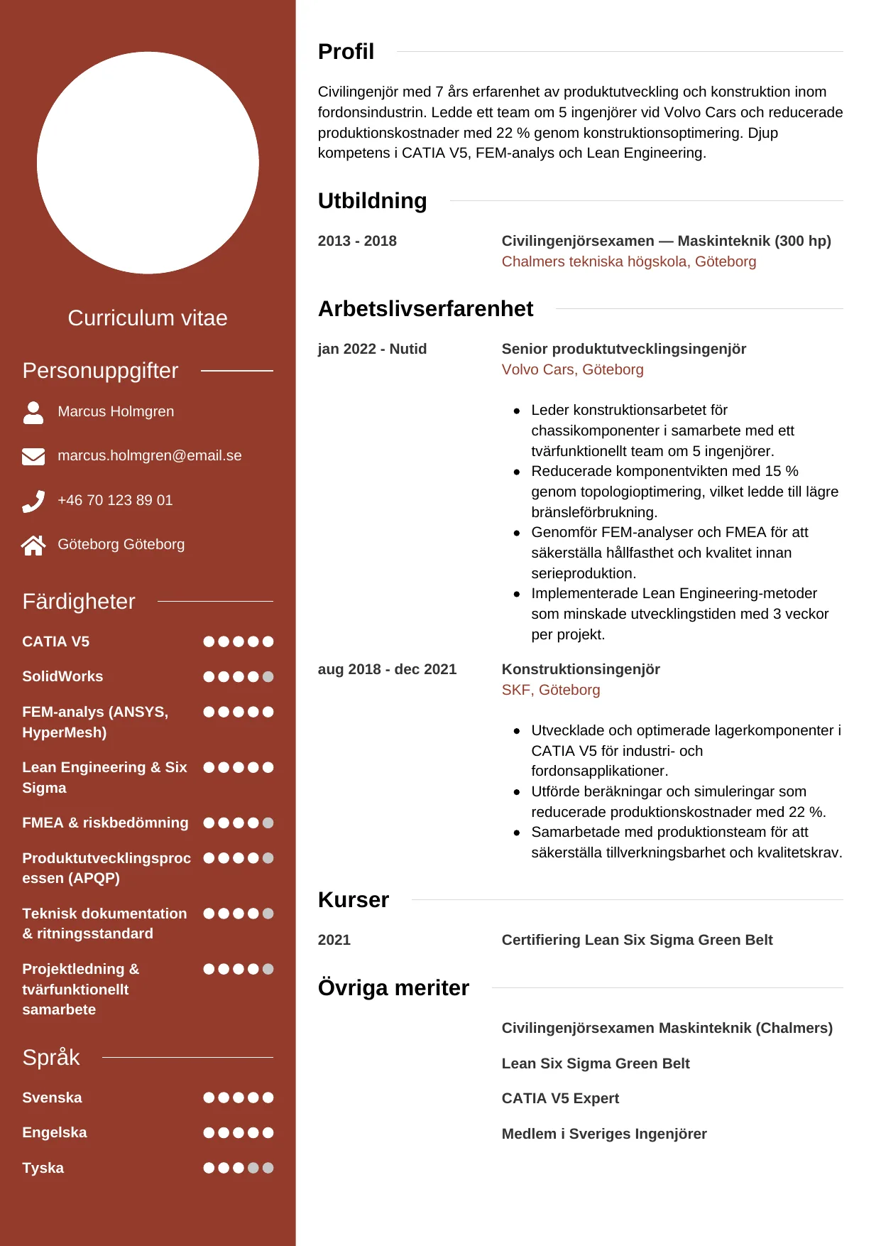 CV-mall Modern — gratis CV-mall för din ansökan