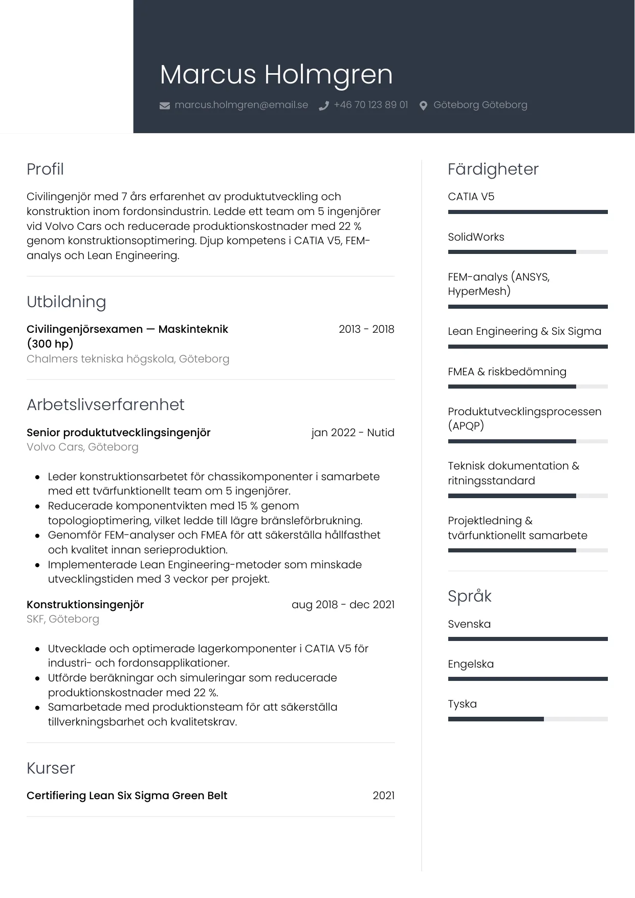 CV-mall Professionell — gratis CV-mall för din ansökan