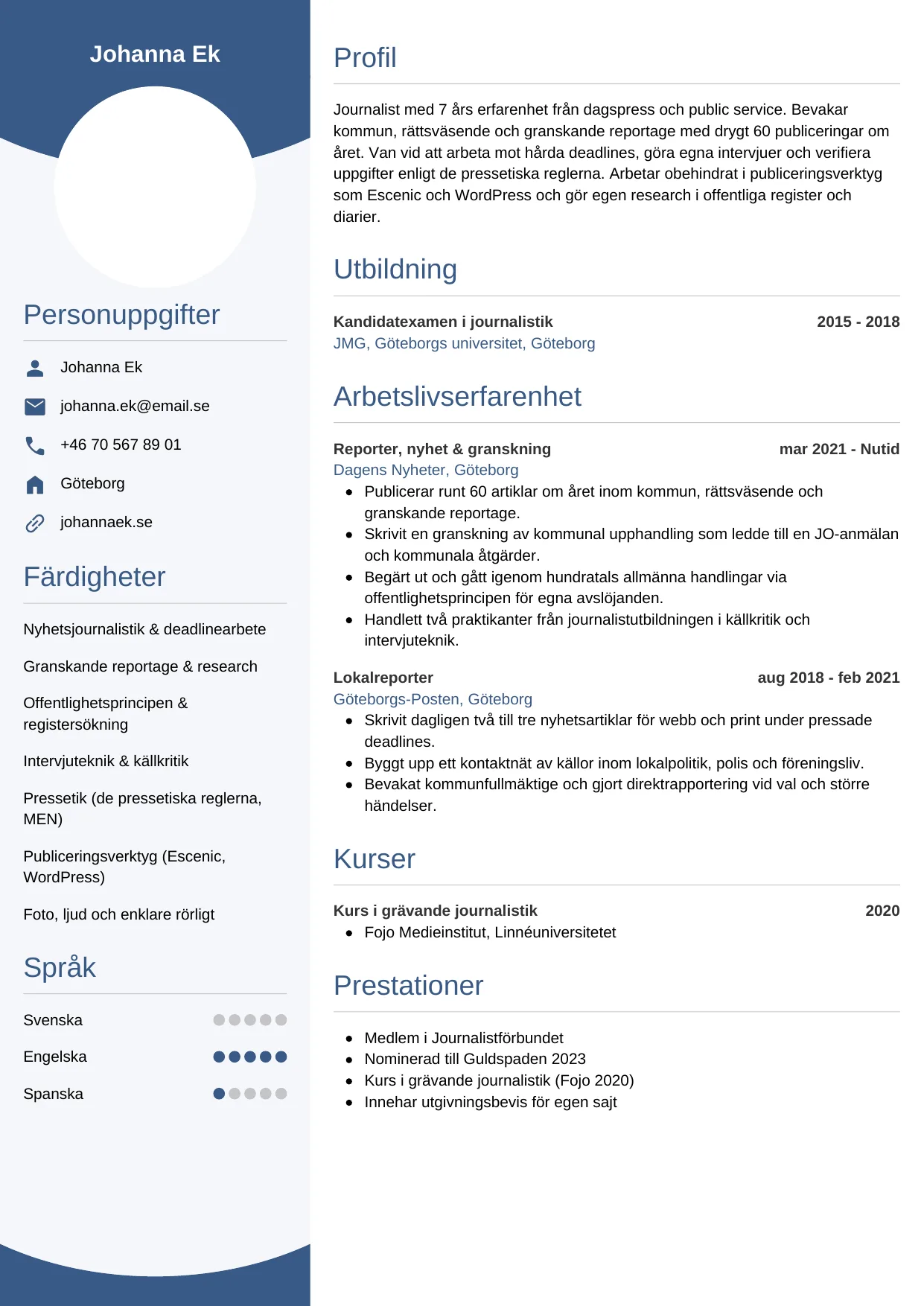 CV-mall Cirkulär — gratis CV-mall för din ansökan