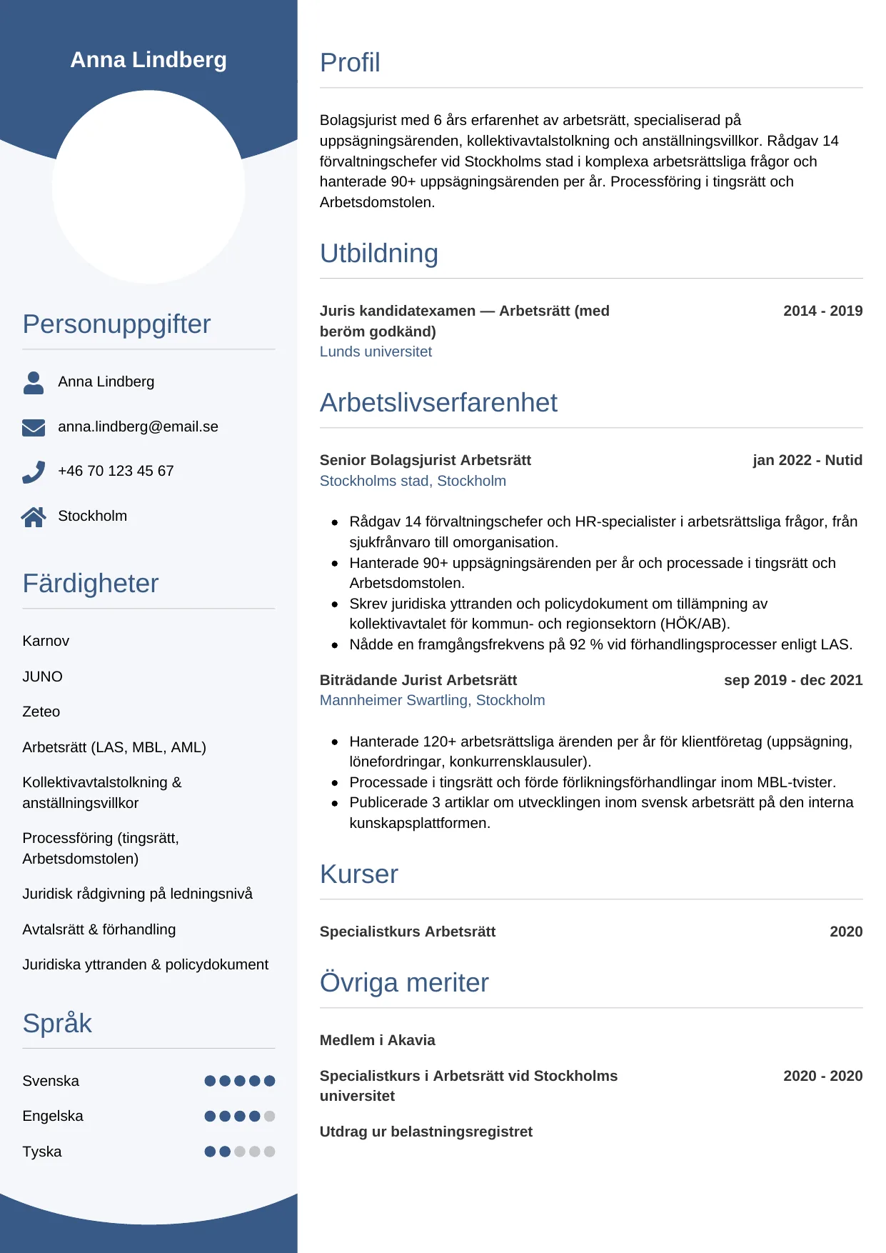 CV-mall Cirkulär — gratis CV-mall för din ansökan
