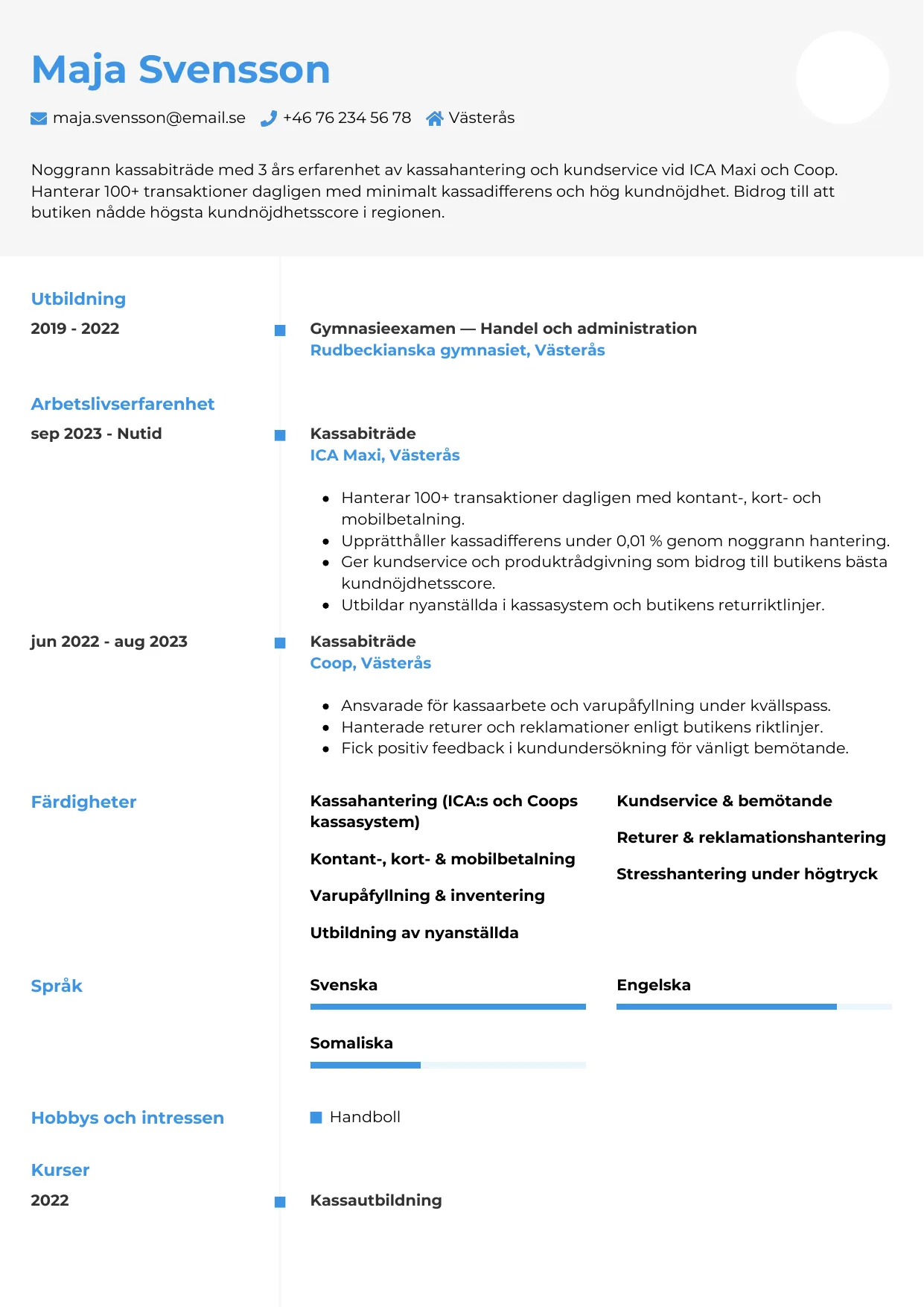 CV-mall Chrono — gratis CV-mall för din ansökan