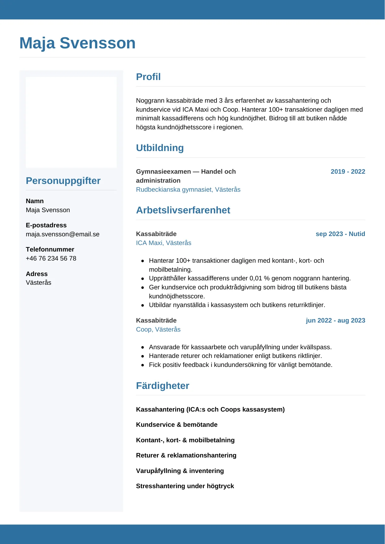 CV-mall Horisontell — gratis CV-mall för din ansökan