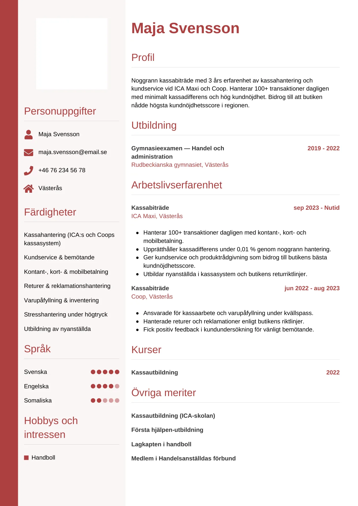 CV-mall Vertikal — gratis CV-mall för din ansökan