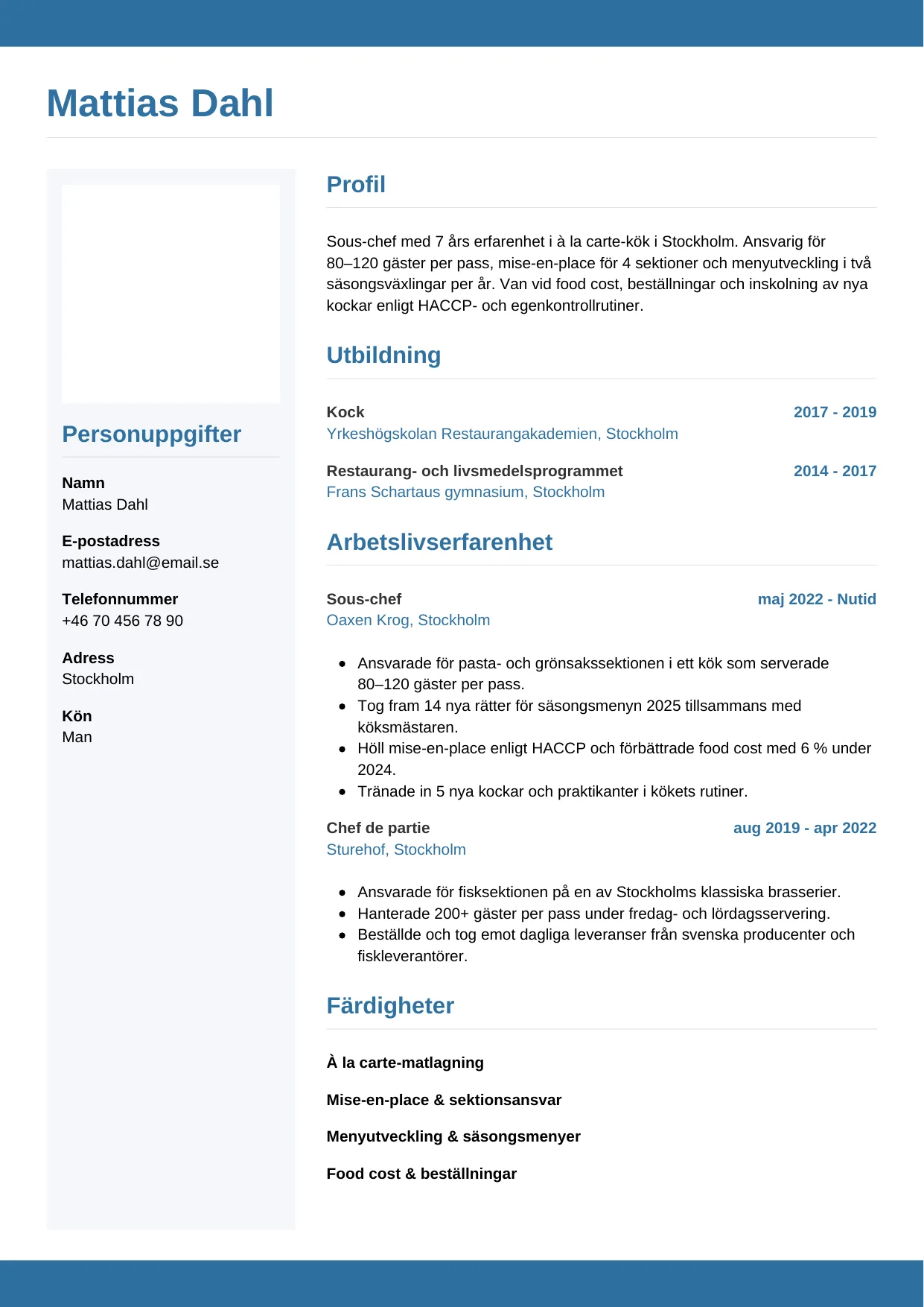 CV-mall Horisontell — gratis CV-mall för din ansökan