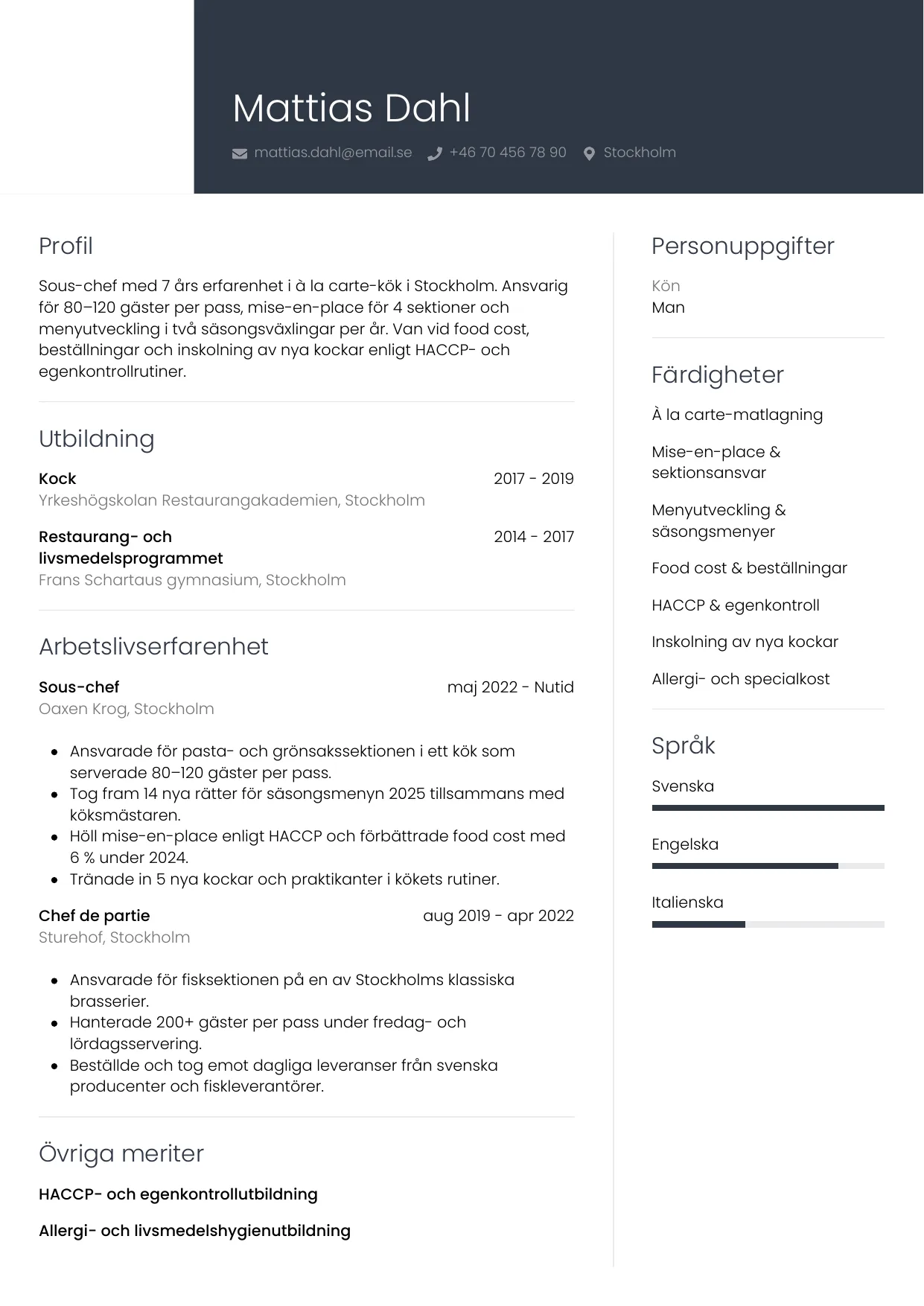 CV-mall Professionell — gratis CV-mall för din ansökan
