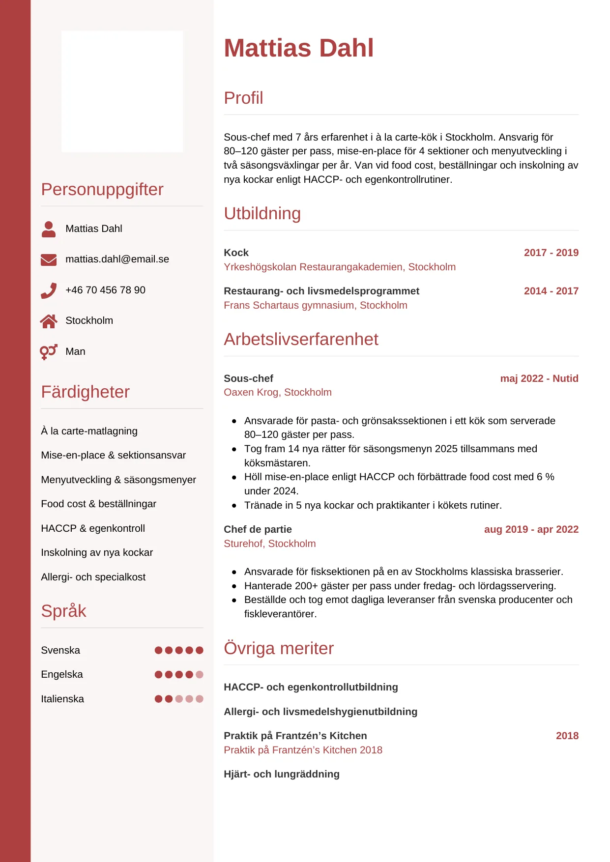 CV-mall Vertikal — gratis CV-mall för din ansökan