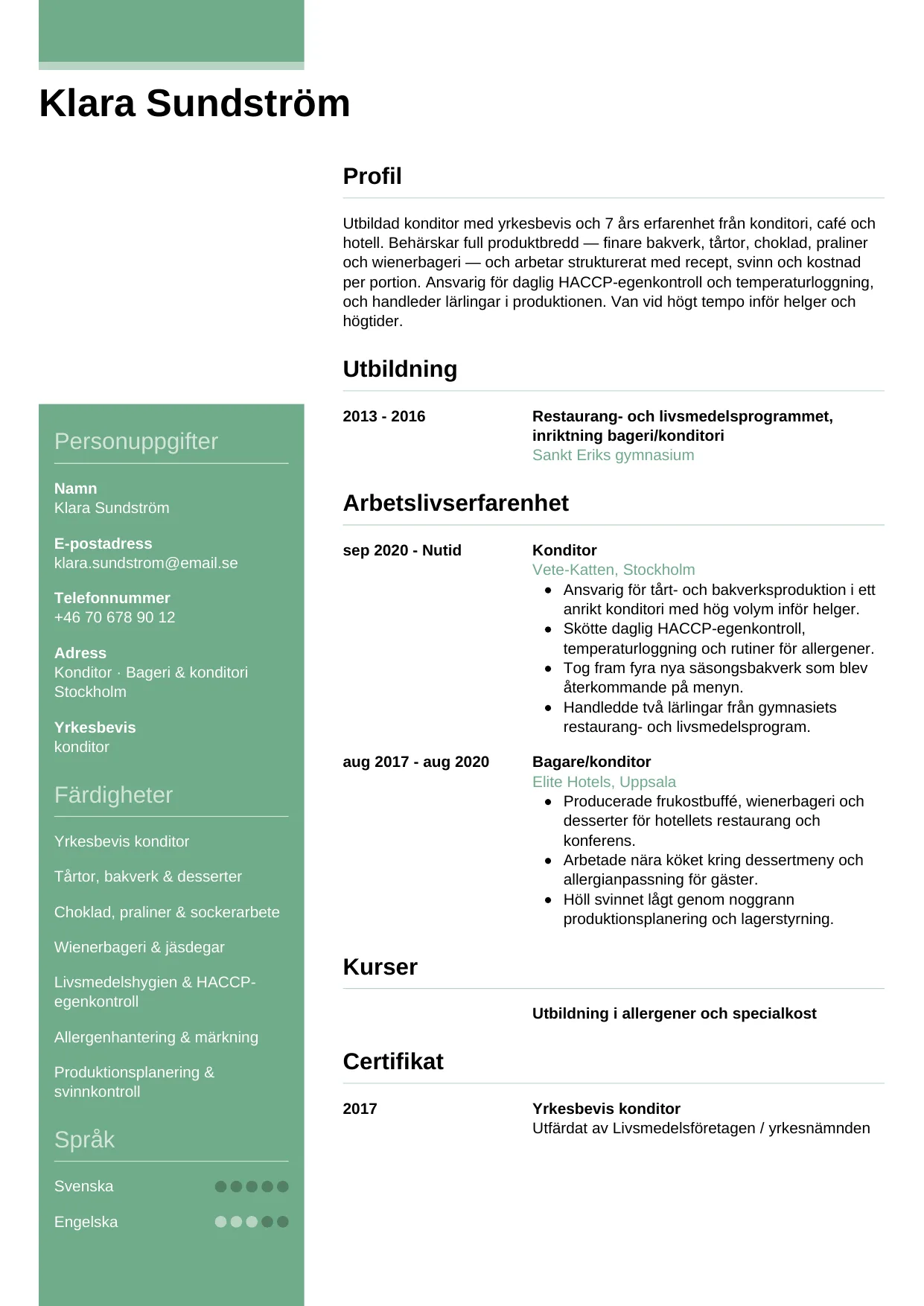 CV-mall Casual — gratis CV-mall för din ansökan