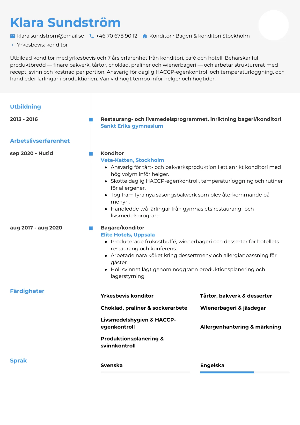CV-mall Chrono — gratis CV-mall för din ansökan