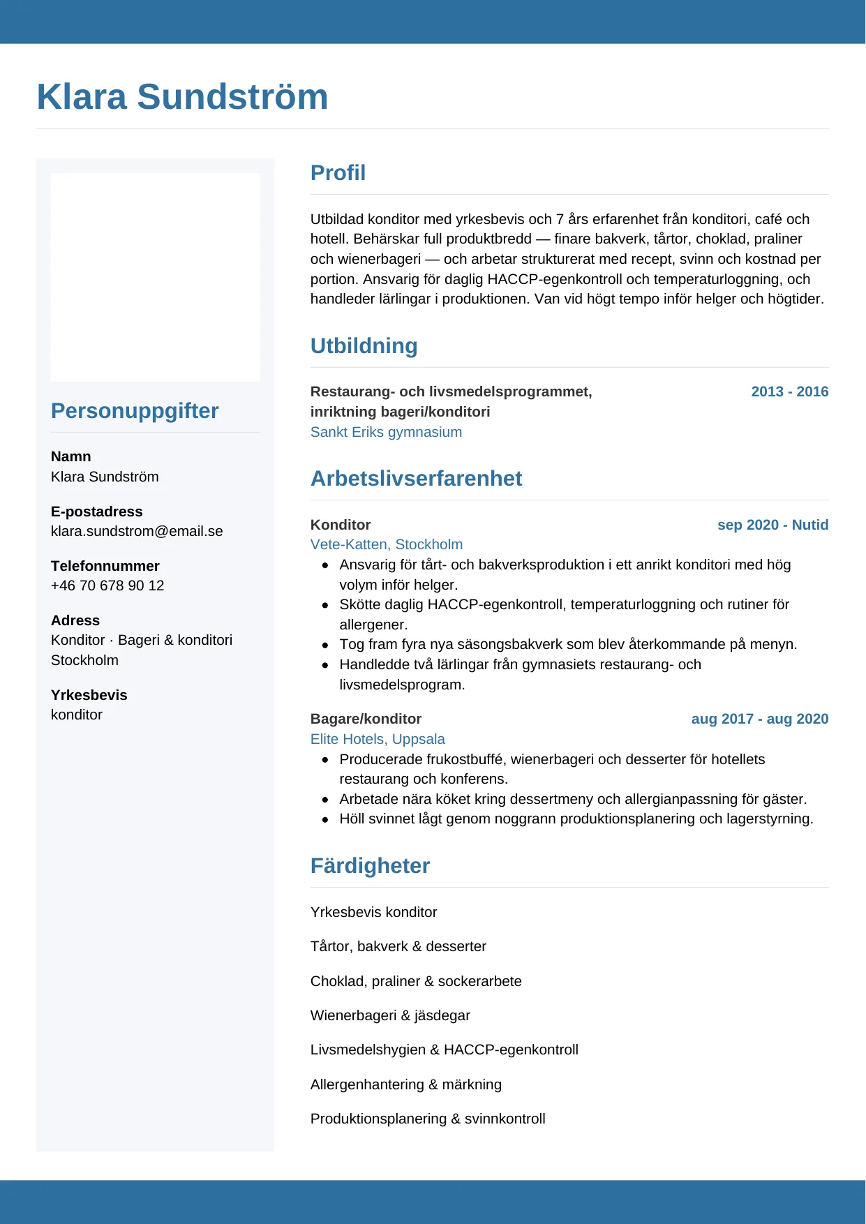 CV-mall Horisontell — gratis CV-mall för din ansökan