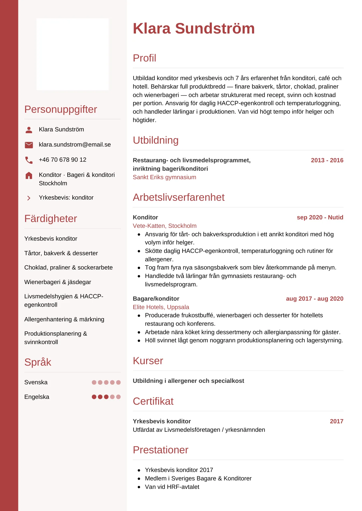 CV-mall Vertikal — gratis CV-mall för din ansökan