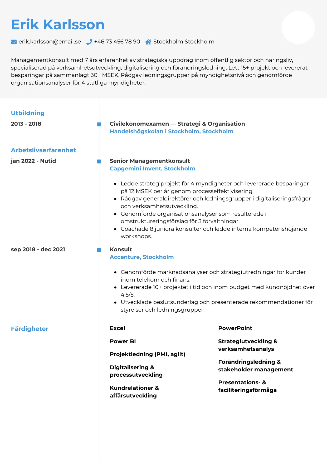 CV-mall Chrono — gratis CV-mall för din ansökan