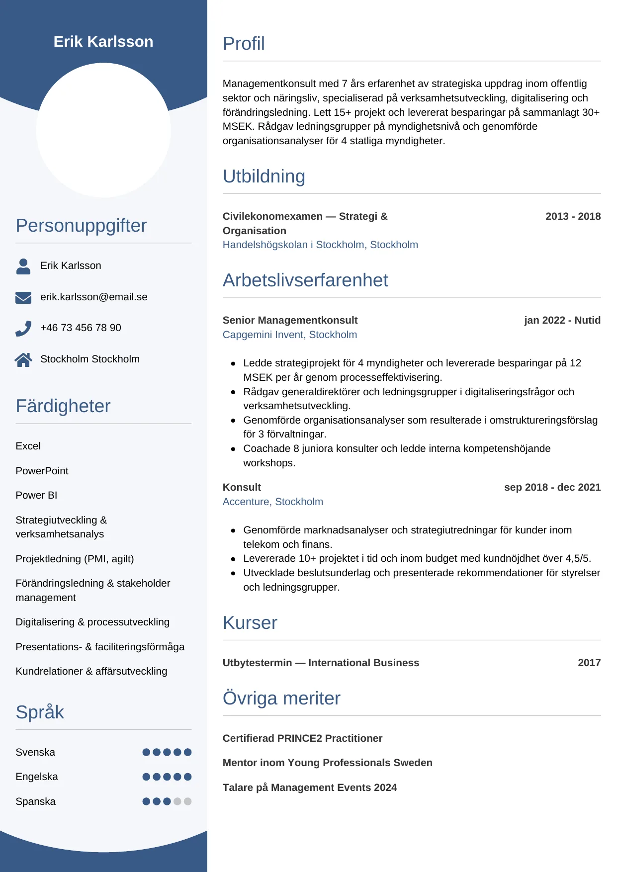CV-mall Cirkulär — gratis CV-mall för din ansökan
