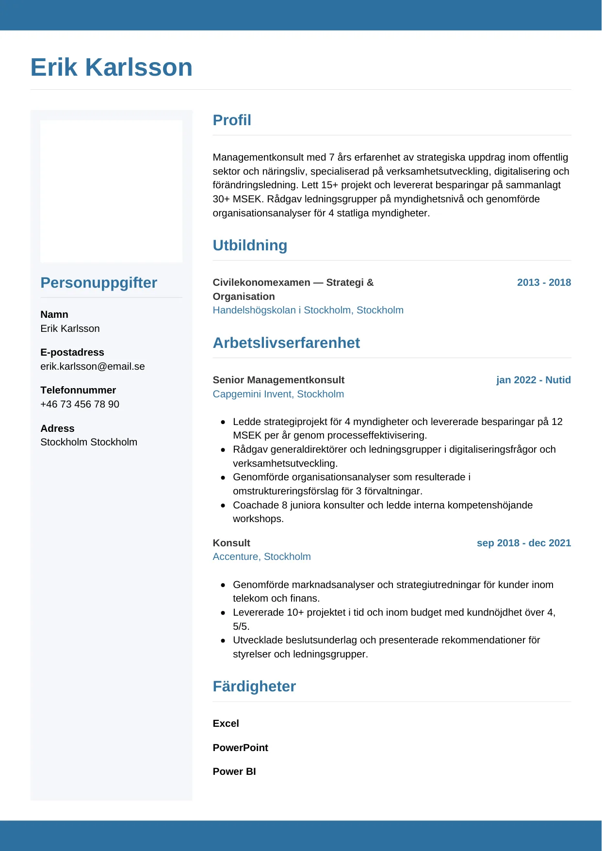 CV-mall Horisontell — gratis CV-mall för din ansökan