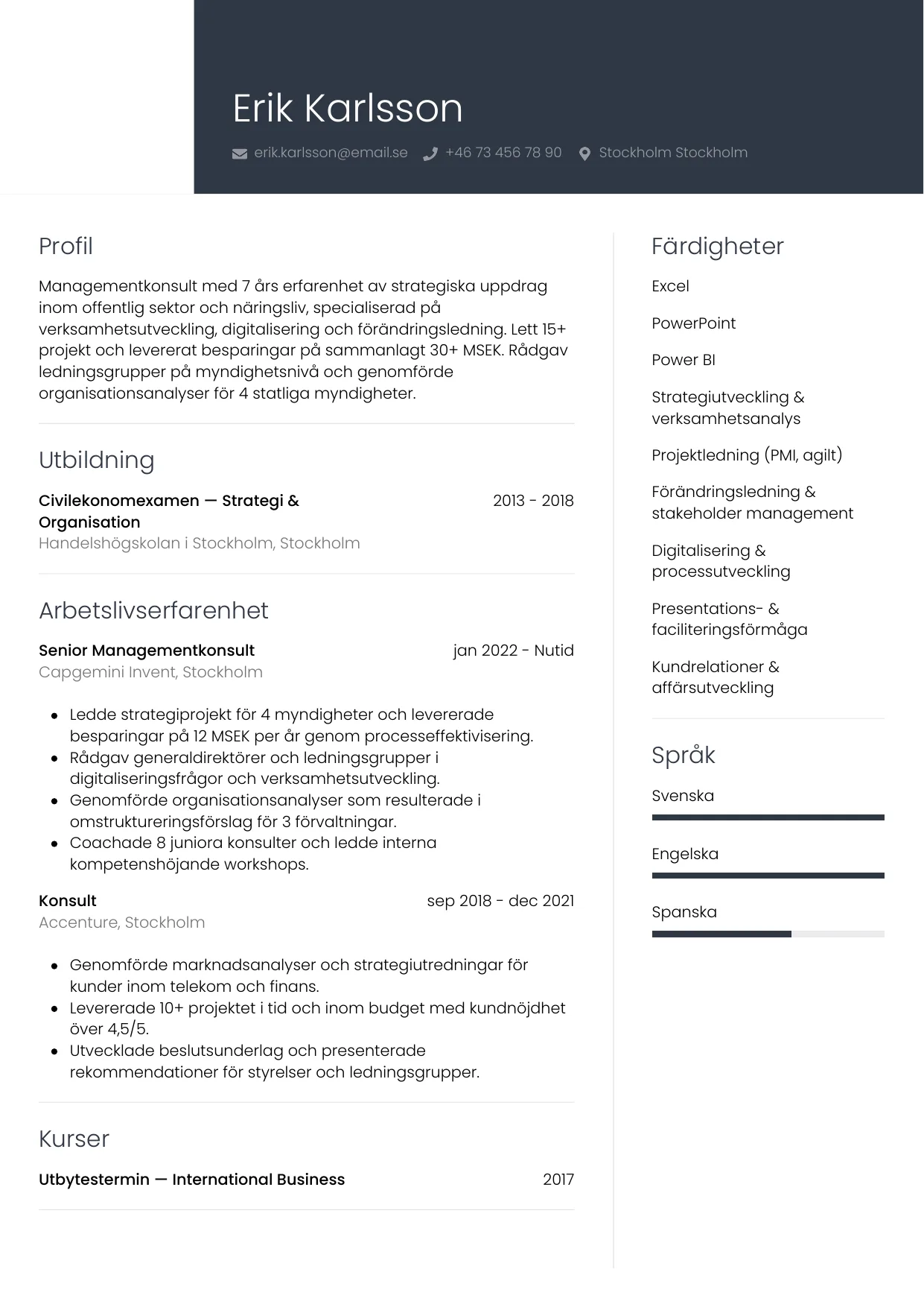 CV-mall Professionell — gratis CV-mall för din ansökan