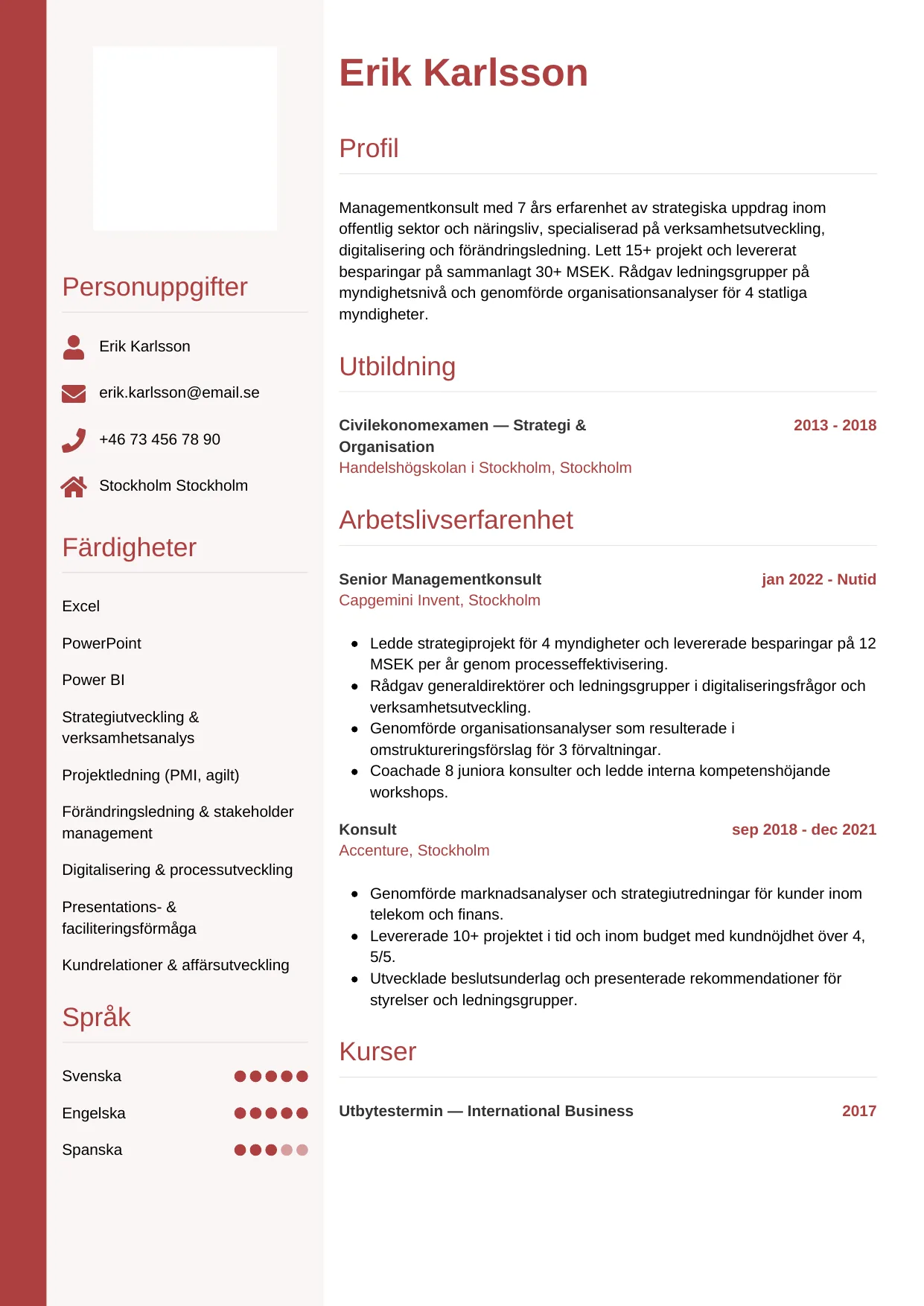 CV-mall Vertikal — gratis CV-mall för din ansökan