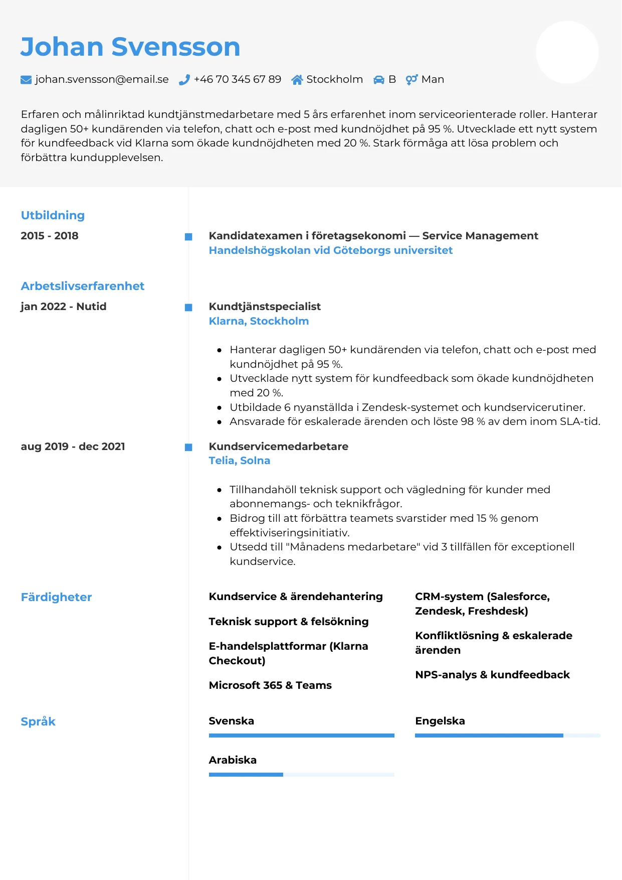 CV-mall Chrono — gratis CV-mall för din ansökan