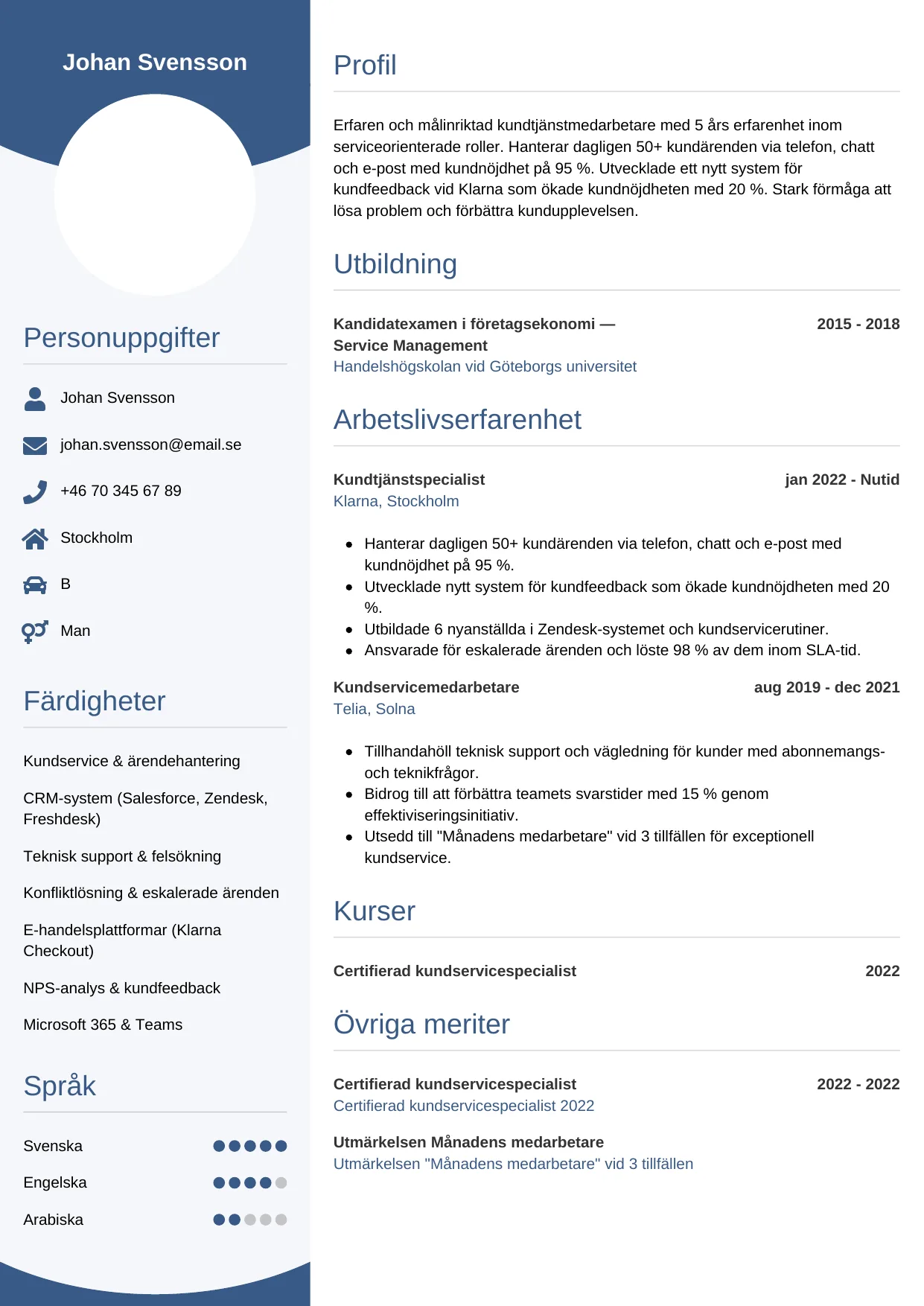 CV-mall Cirkulär — gratis CV-mall för din ansökan
