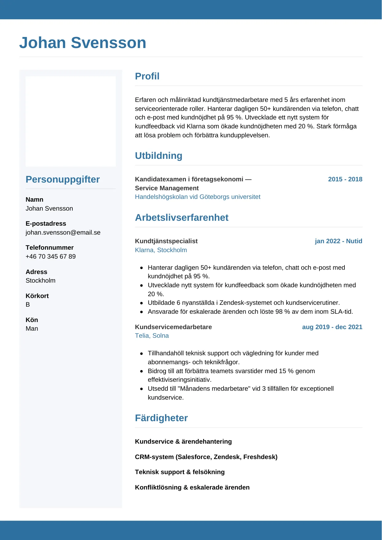 CV-mall Horisontell — gratis CV-mall för din ansökan