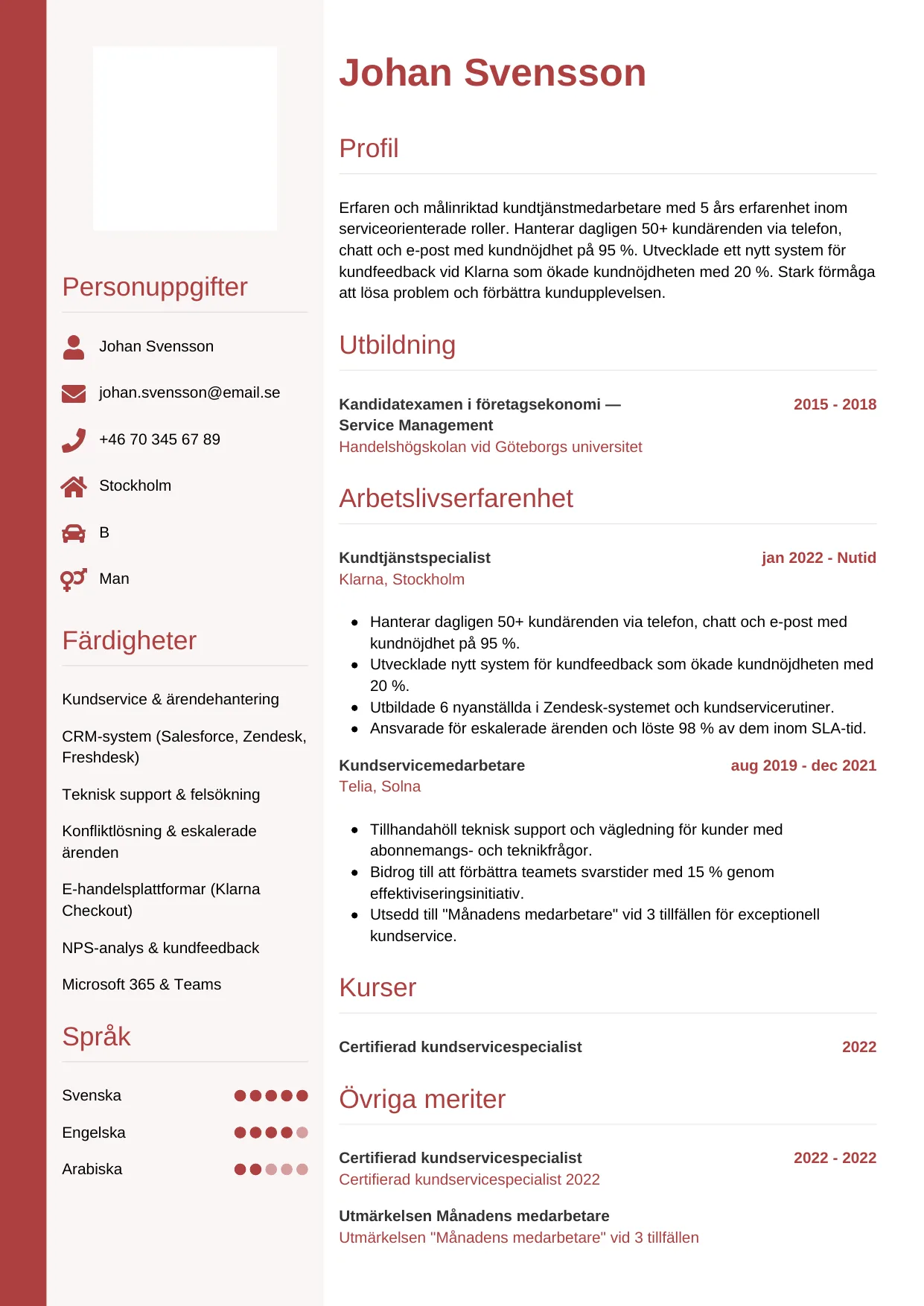 CV-mall Vertikal — gratis CV-mall för din ansökan