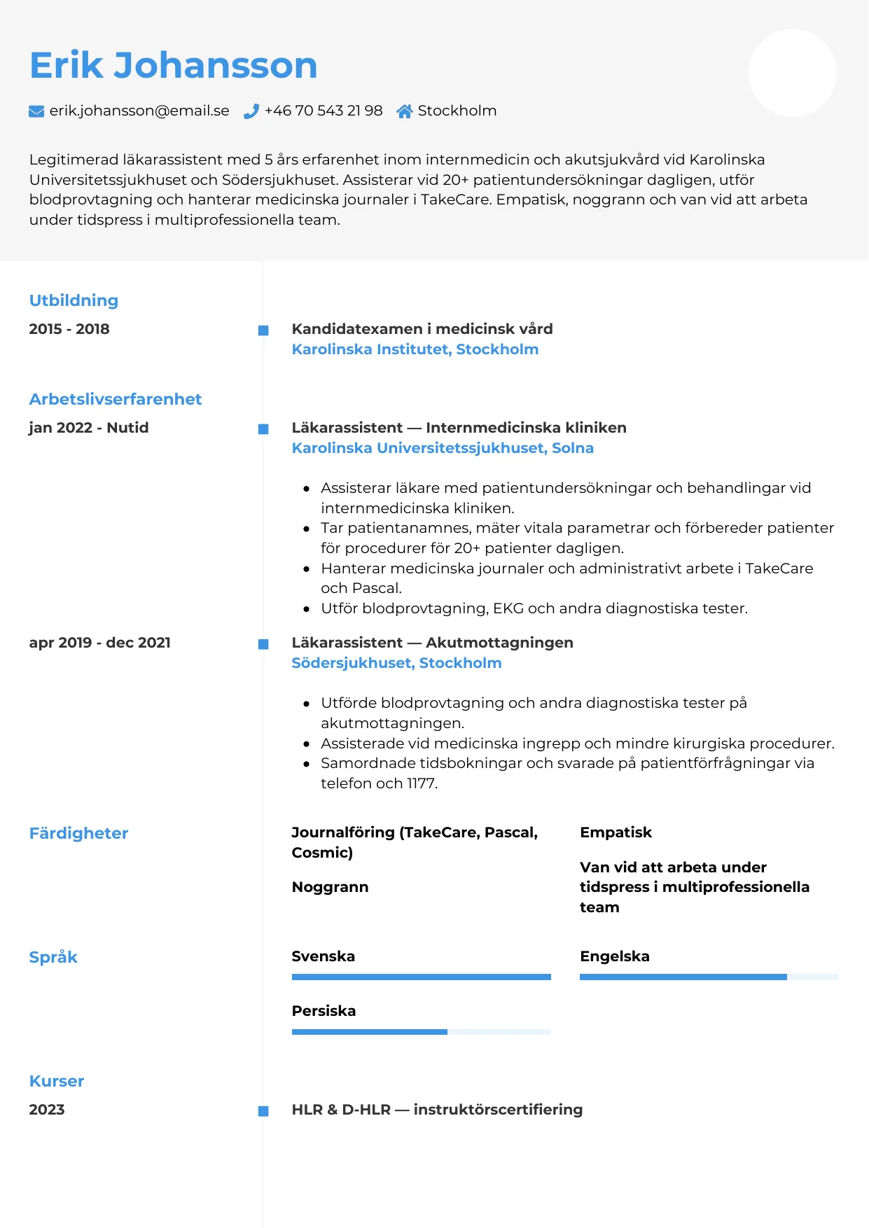 CV-mall Chrono — gratis CV-mall för din ansökan