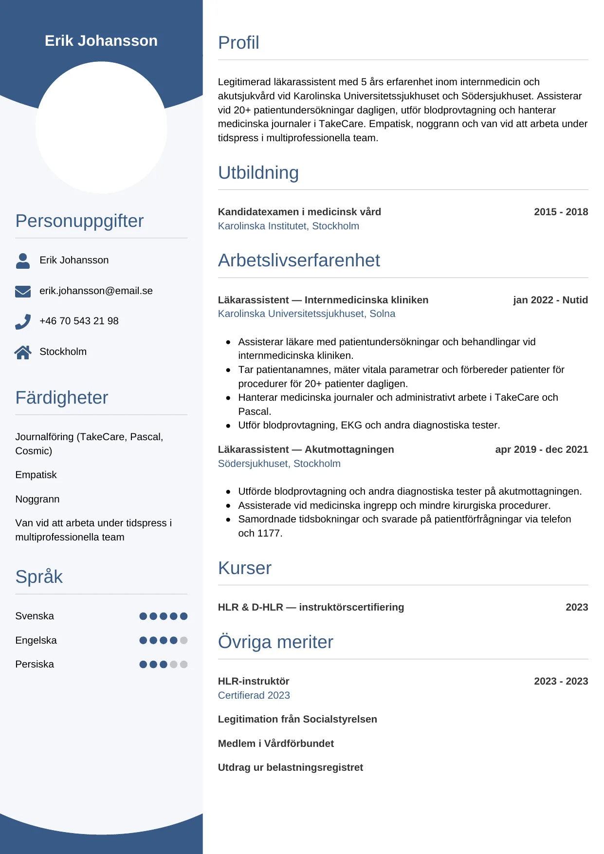 CV-mall Cirkulär, gratis CV-mall för din ansökan