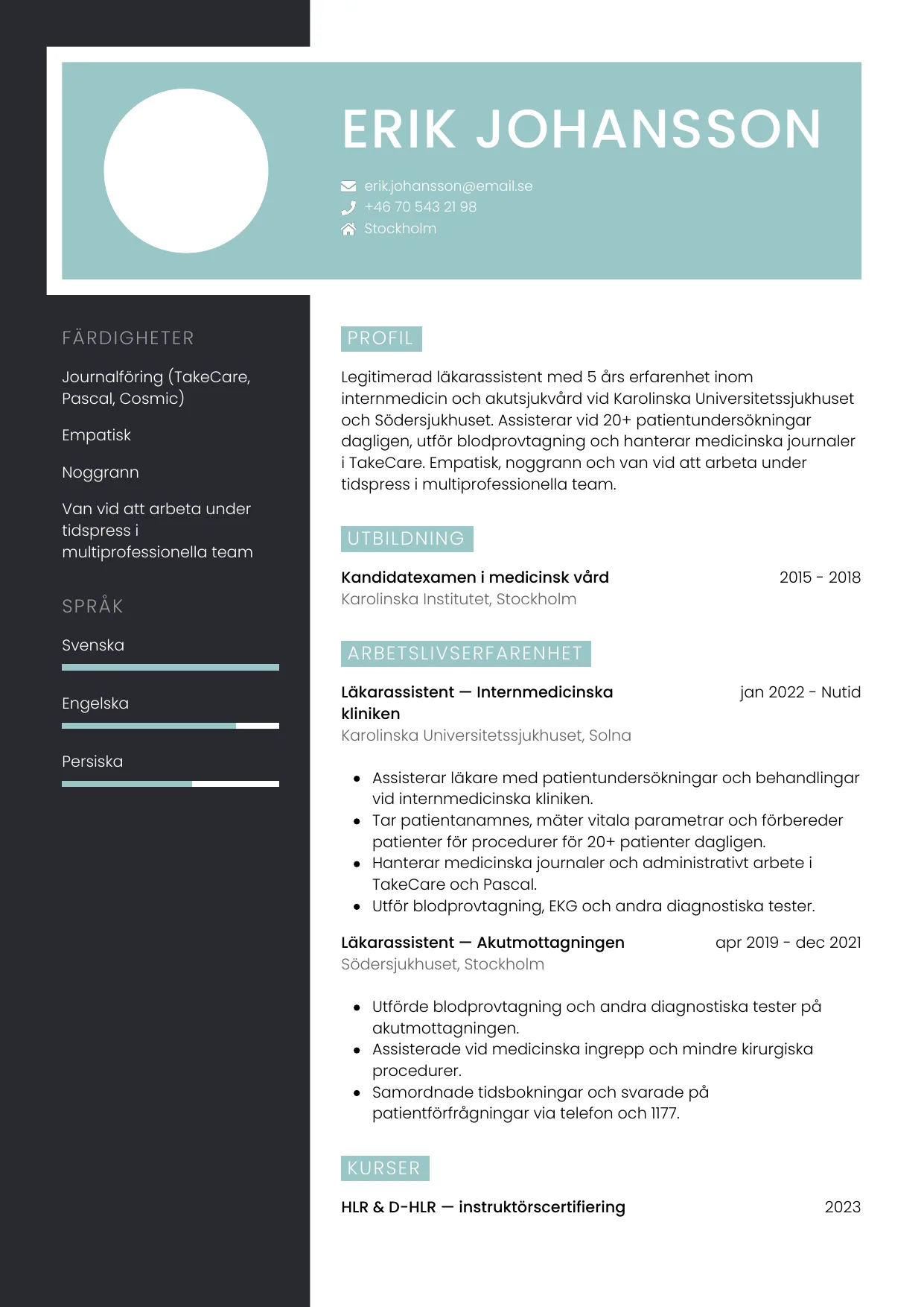 CV-mall Elegant, gratis CV-mall för din ansökan