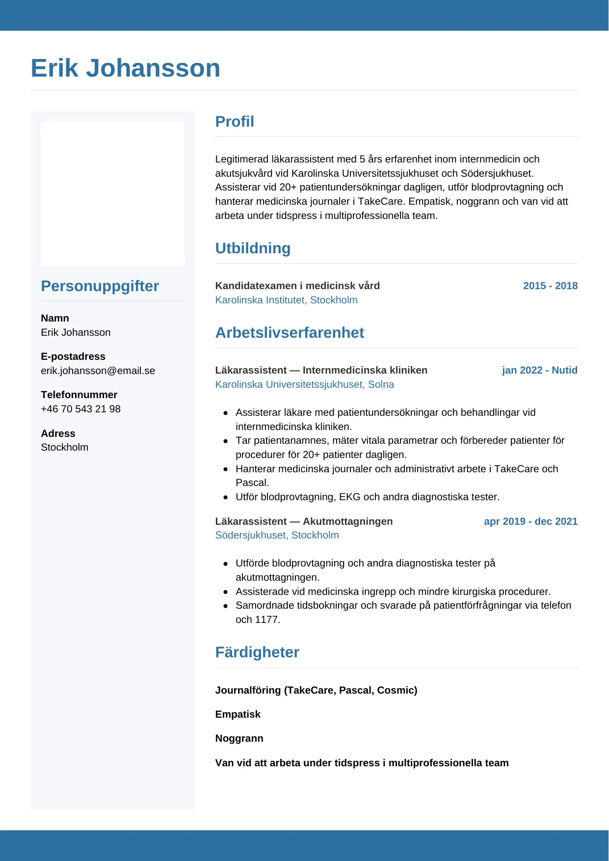 CV-mall Horisontell, gratis CV-mall för din ansökan
