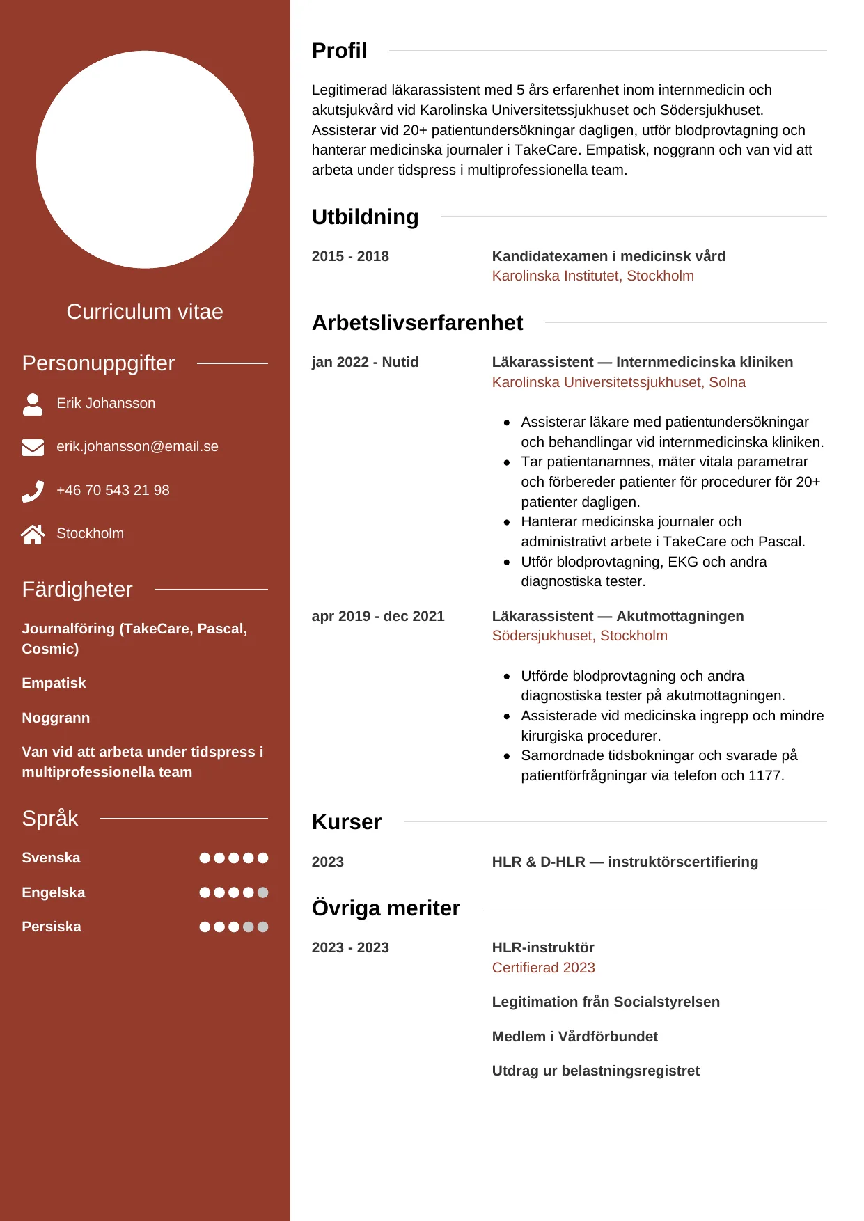 CV-mall Modern — gratis CV-mall för din ansökan