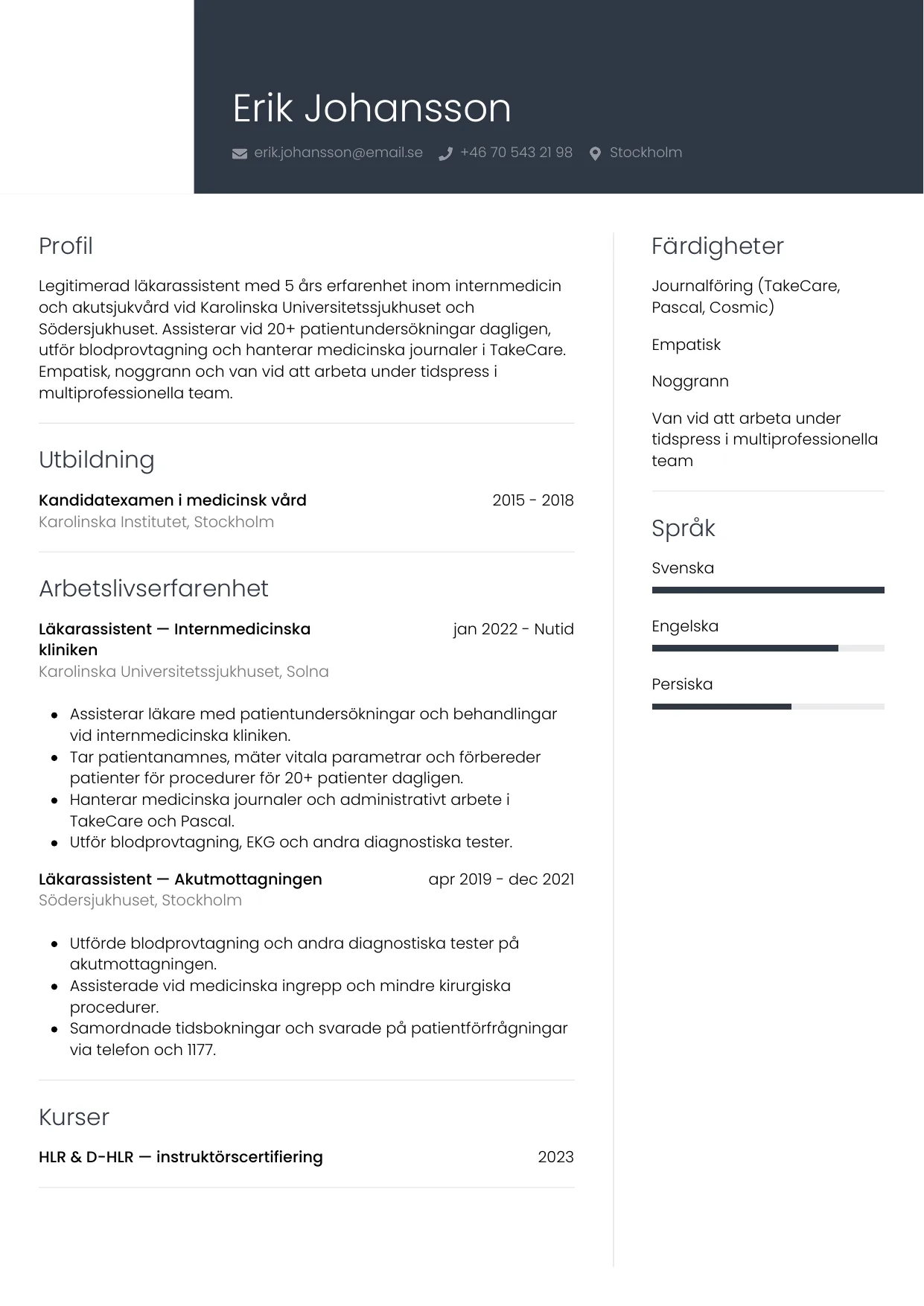 CV-mall Professionell — gratis CV-mall för din ansökan