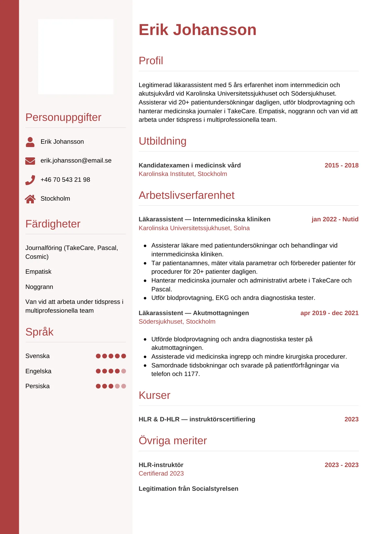 CV-mall Vertikal, gratis CV-mall för din ansökan